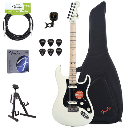 Squier Contemporary Stratocaster HH Pearl White w/Fender Gig Bag, Stand, Cable, Tuner, Picks and Strings Electric Guitars / Solid Body