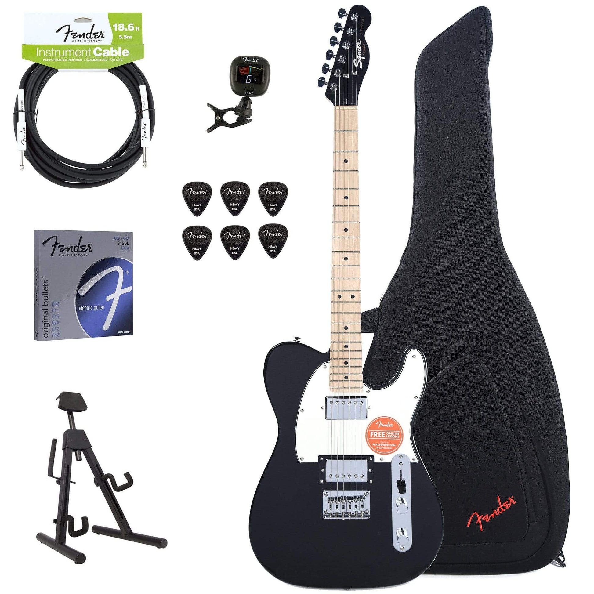 Squier Contemporary Telecaster HH Black Metallic w/Fender Gig Bag, Stand, Cable, Tuner, Picks and Strings Electric Guitars / Solid Body