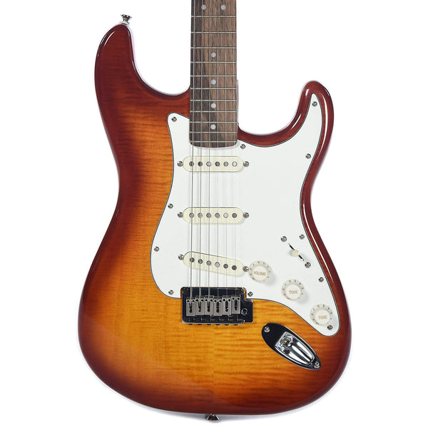 Squier Standard Stratocaster Flame Maple Top Amber Burst – Chicago ...