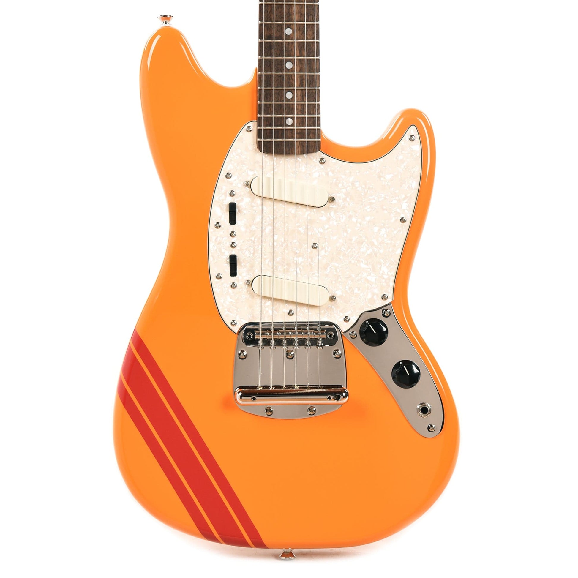 Squier Classic Vibe '60s Competition Mustang Capri Orange w/Dakota Red Stripe