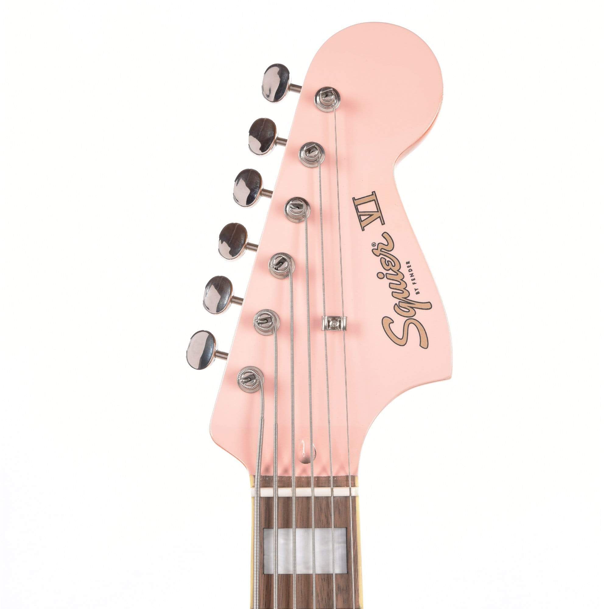 Squier Classic Vibe Bass VI Shell Pink w/Matching Headcap & 3-Ply 