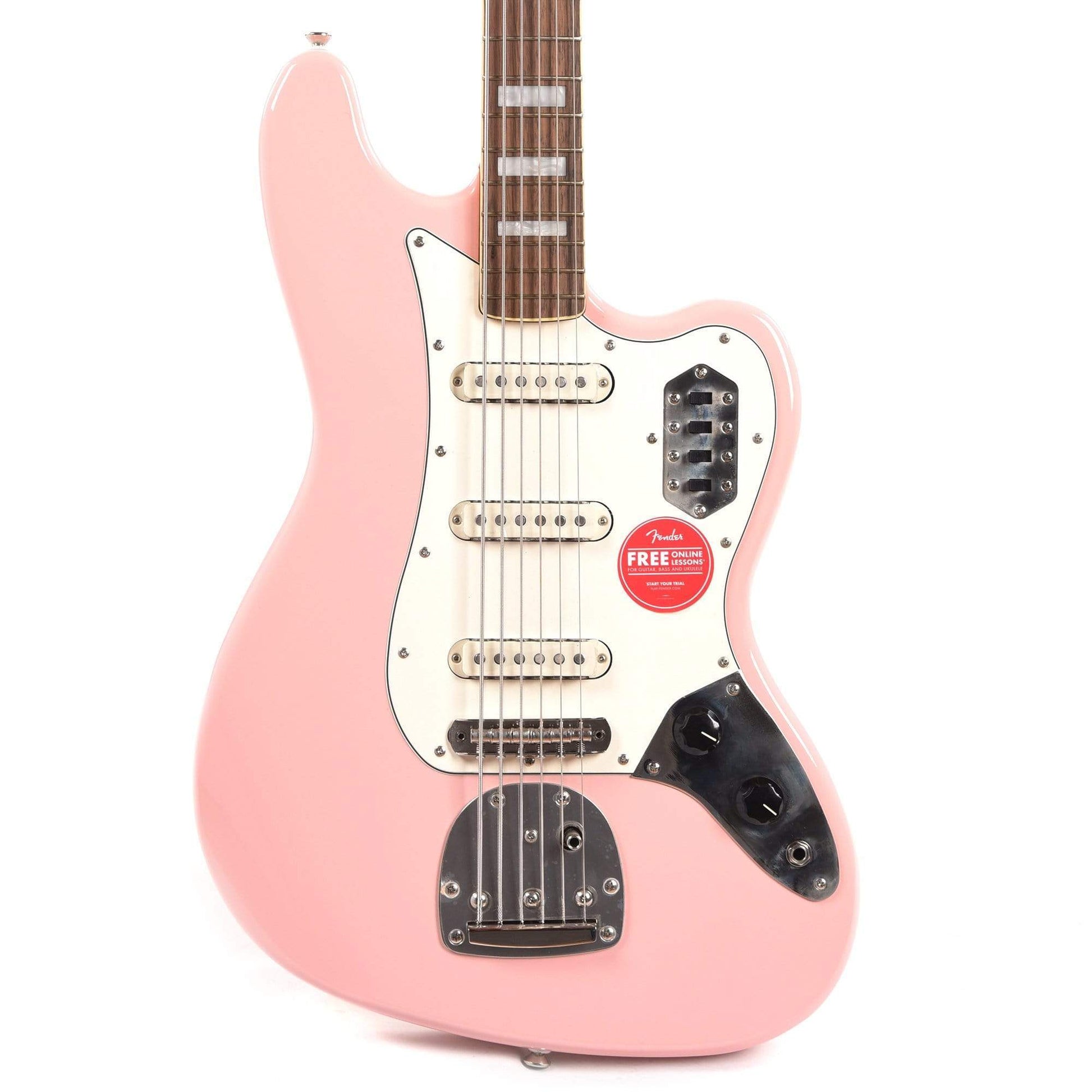 Squier Classic Vibe Bass VI Shell Pink w/Matching Headcap & 3-Ply Parchment Pickguard