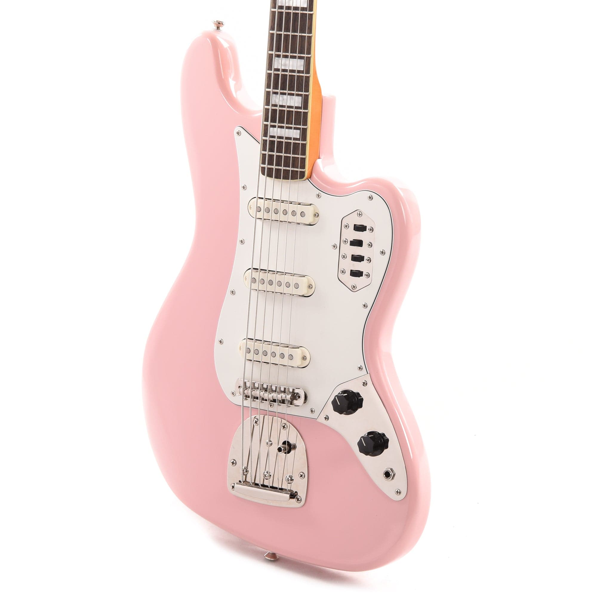 Squier Classic Vibe Bass VI Shell Pink w/Matching Headcap & 3-Ply Parchment Pickguard