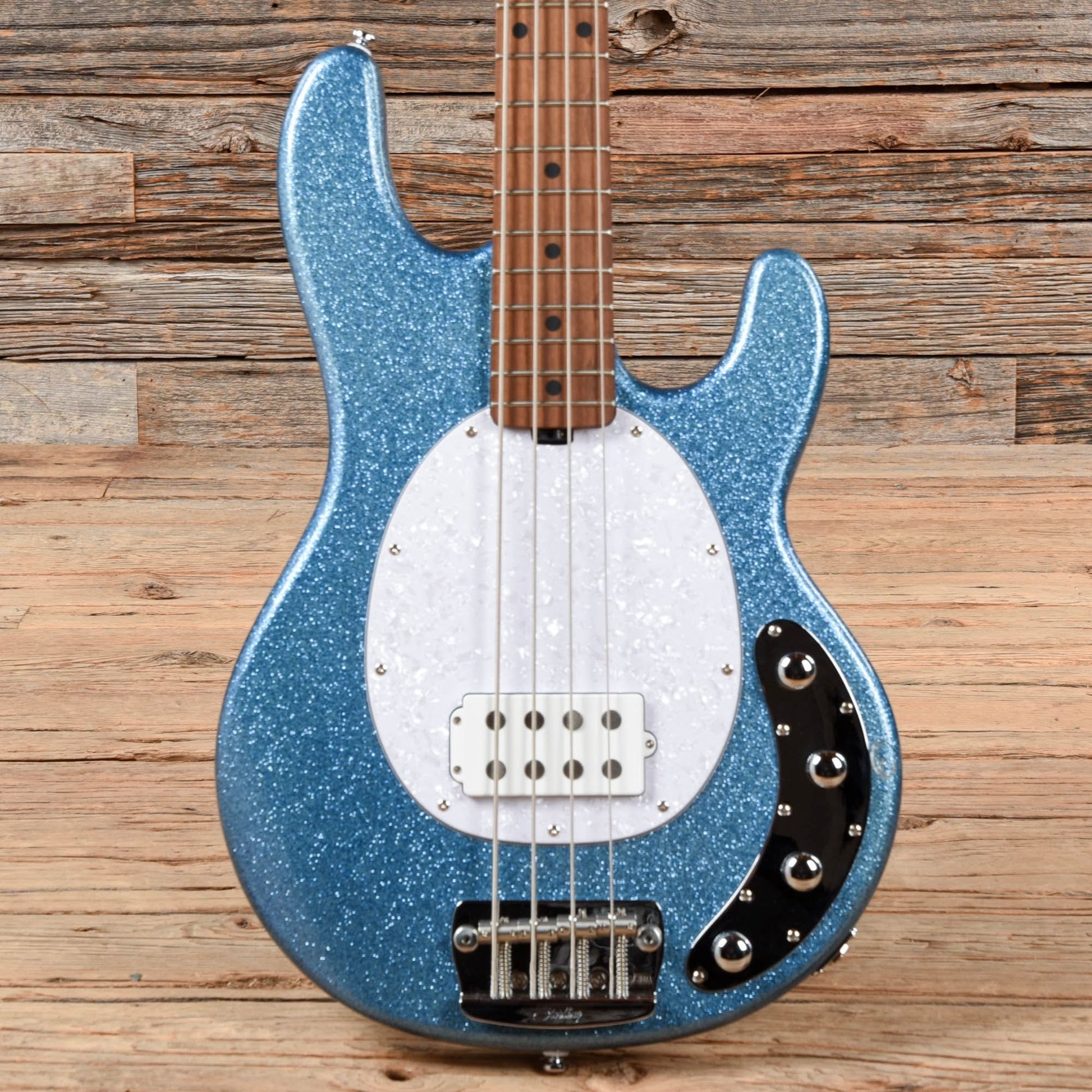 Sterling by Music Man StingRay RAY34 Blue Sparkle Bass Guitars / 4-String