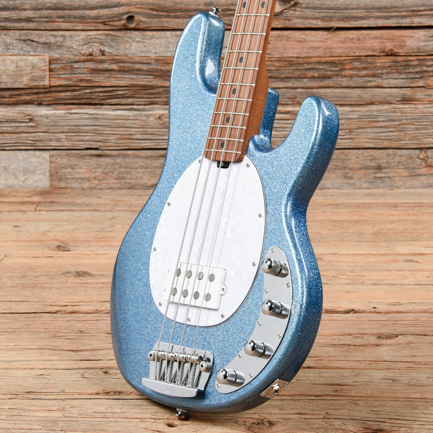 Sterling by Music Man StingRay RAY34 Blue Sparkle Bass Guitars / 4-String