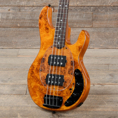 Sterling by Music Man StingRay RAY34 HH Poplar Burl Amber Bass Guitars / 4-String