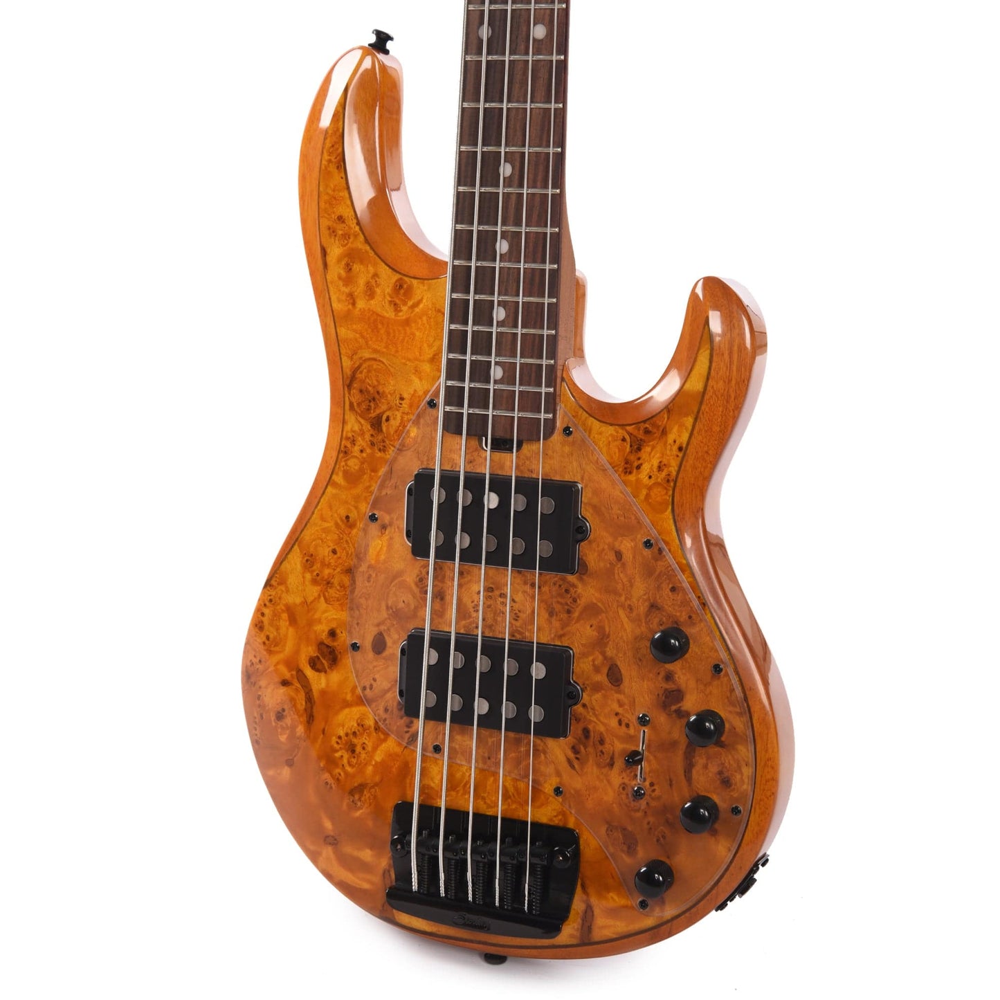 Sterling by Music Man StingRay RAY35 HH Poplar Burl Amber Bass Guitars / 5-String or More