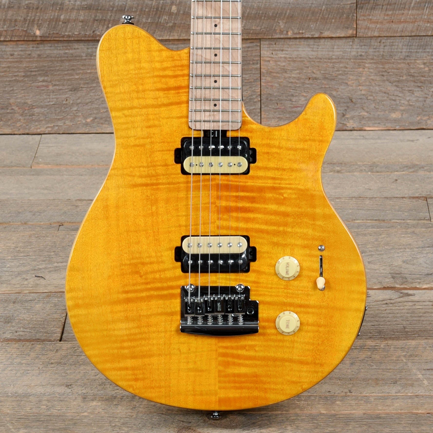 Sterling by Music Man S.U.B. Series Axis Flame Maple Top Trans Gold Electric Guitars / Solid Body