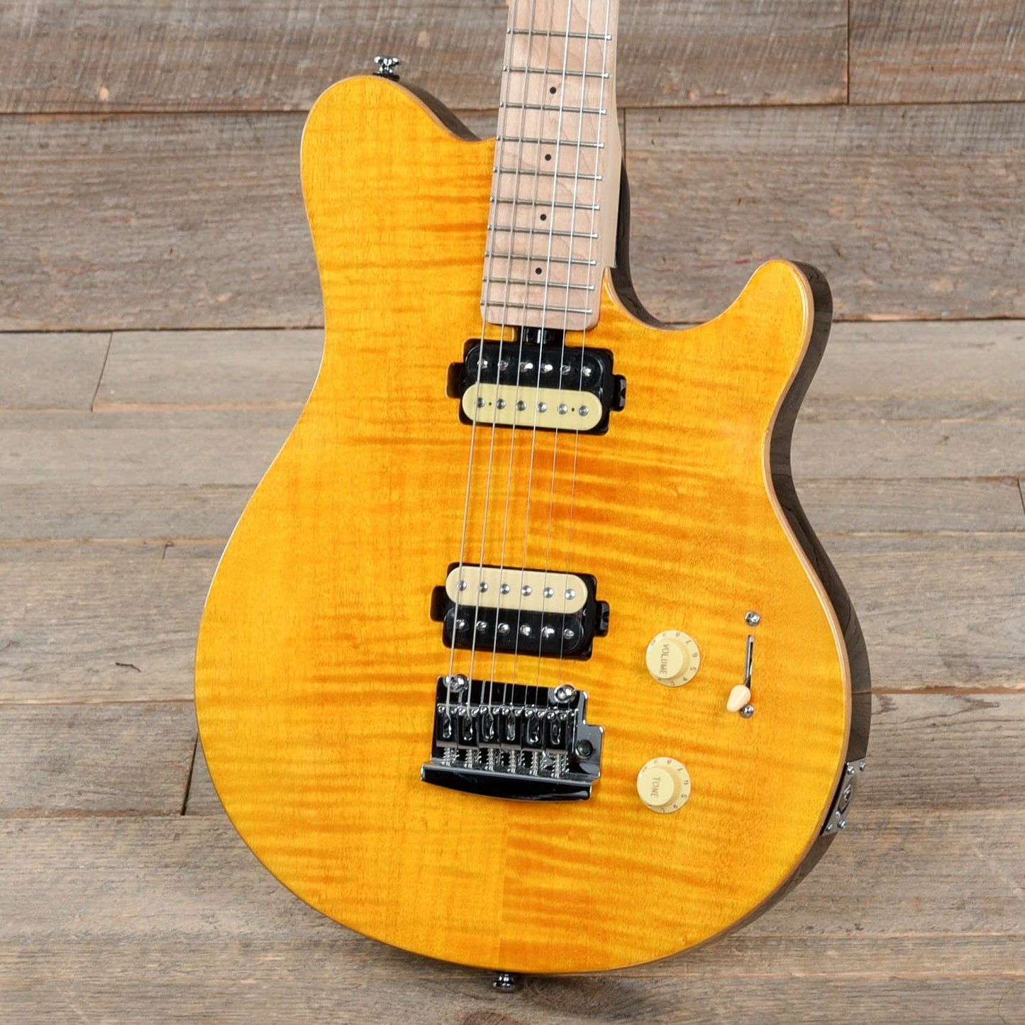 Sterling by Music Man S.U.B. Series Axis Flame Maple Top Trans Gold Electric Guitars / Solid Body