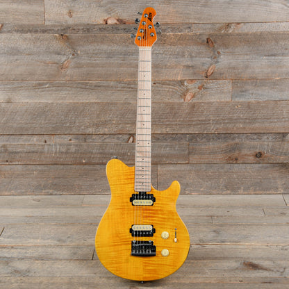 Sterling by Music Man S.U.B. Series Axis Flame Maple Top Trans Gold Electric Guitars / Solid Body