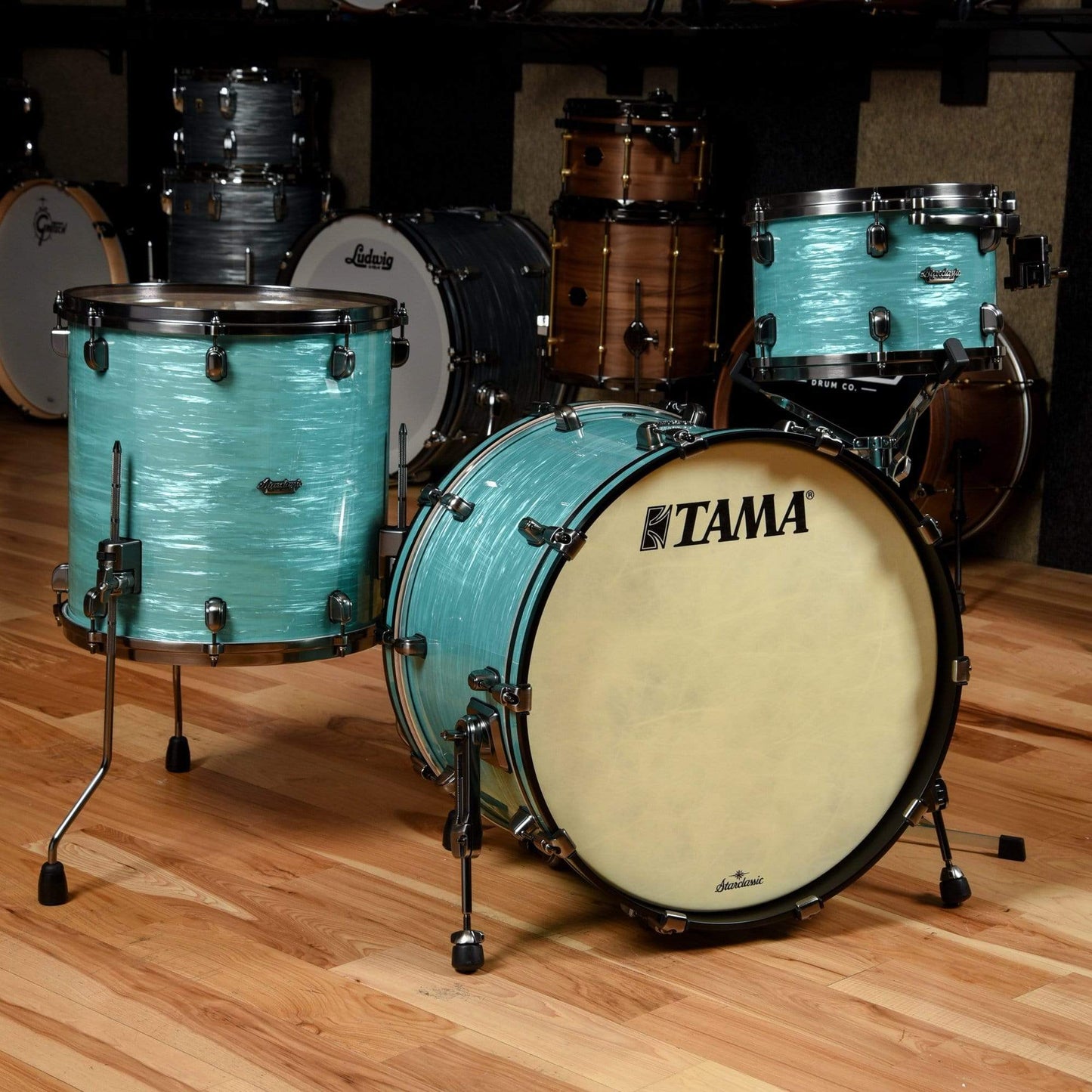 Tama Starclassic 12/16/22 3pc. Maple Drum Kit Surf Green Silk w/Smoked Black Nickel Hardware Drums and Percussion / Acoustic Drums / Full Acoustic Kits