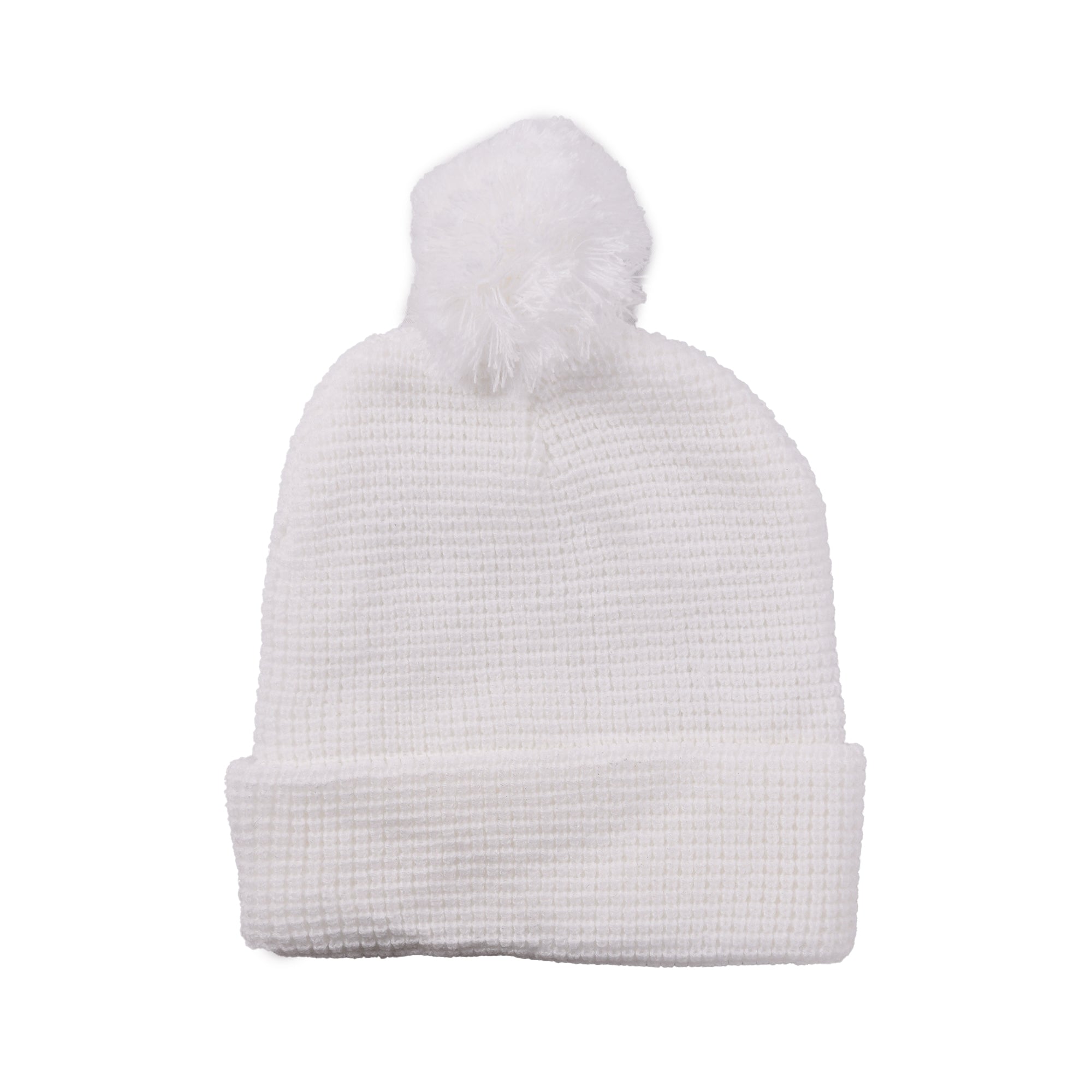 Taylor Pom Beanie White Waffle Knit Accessories / Merchandise