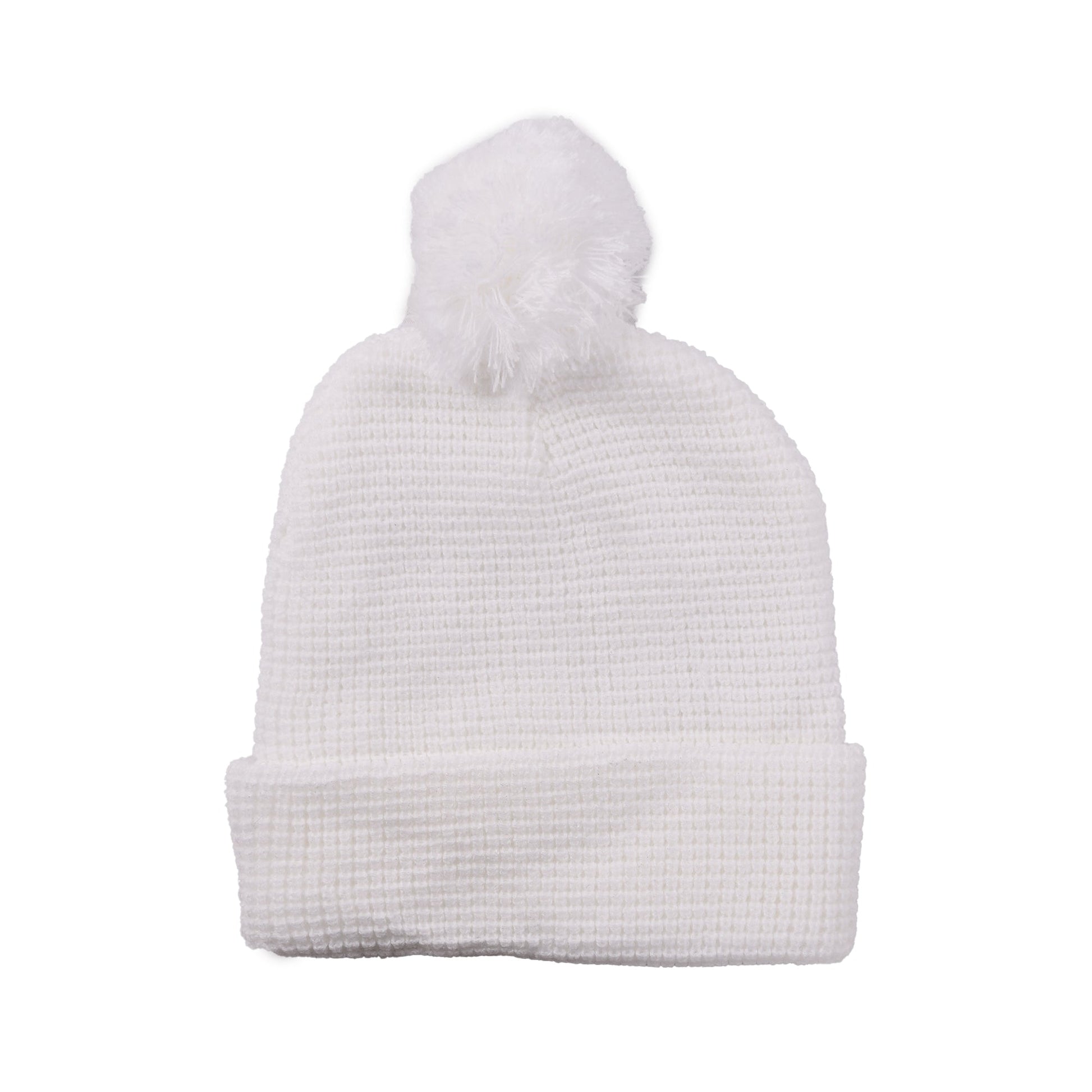 Taylor Pom Beanie White Waffle Knit Accessories / Merchandise