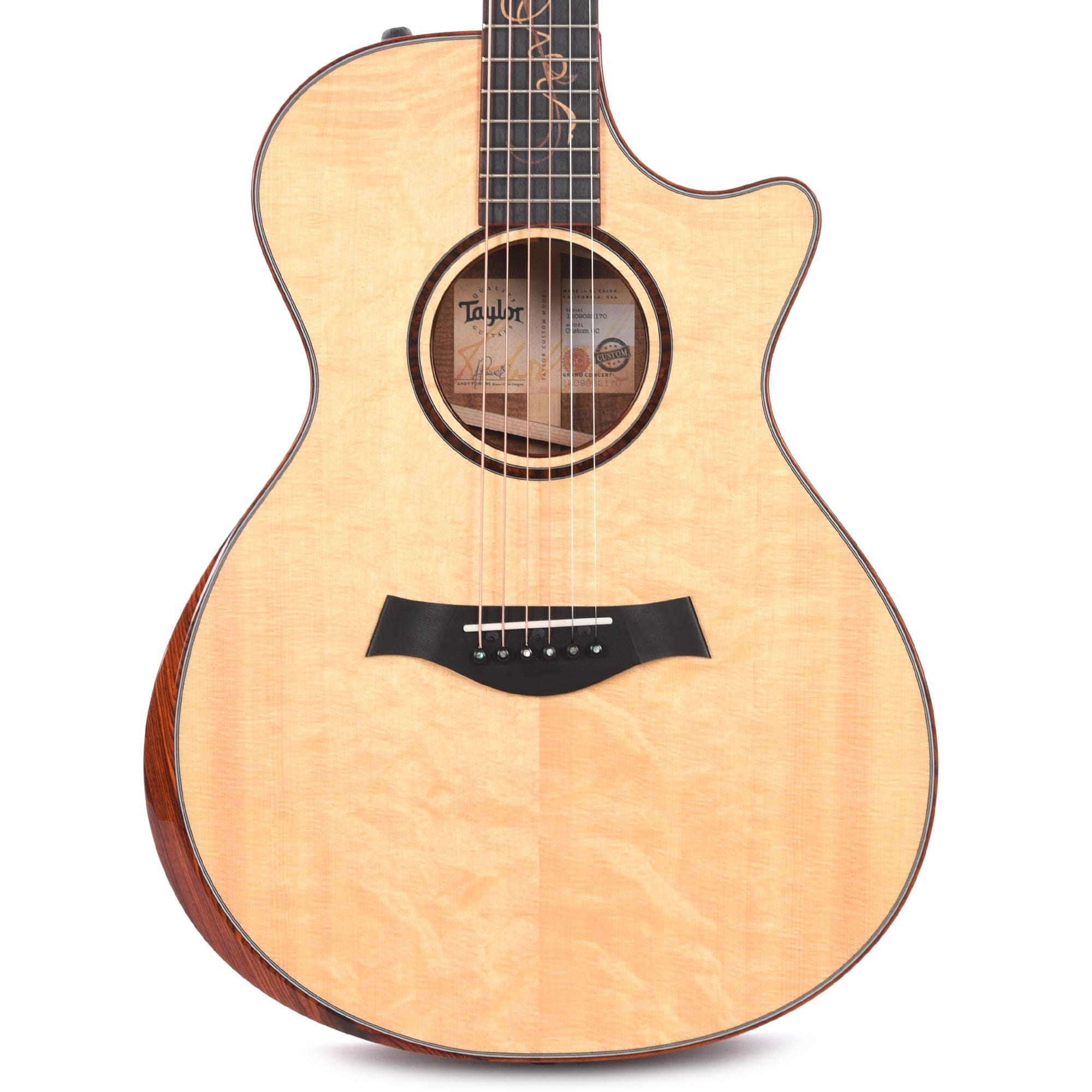 Taylor Custom Grand Concert Master Grade Hawaiian Koa & Bearclaw Lutz Spruce Aged Toner Natural w/Cocobolo Binding & Engraved Twist Inlay Acoustic Guitars / Concert