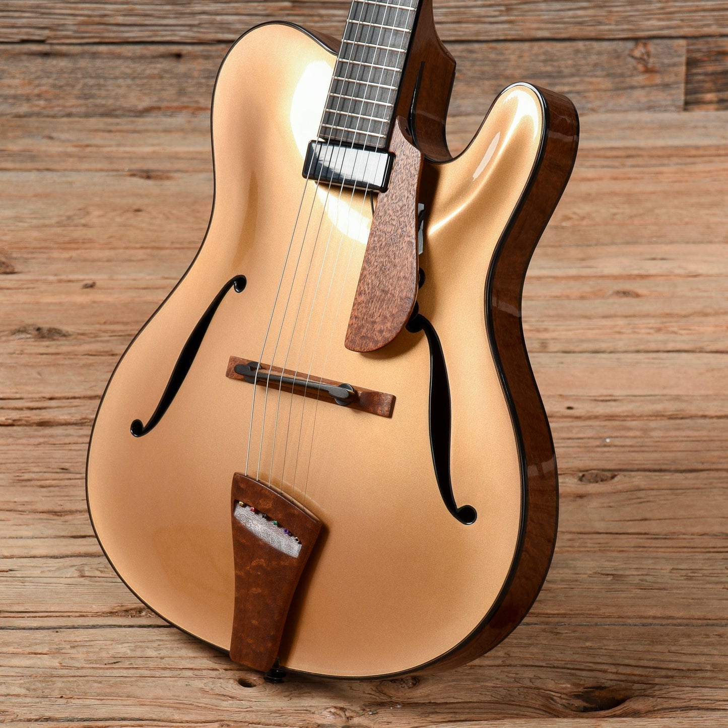 Tim Bram ThinLine Tribute Gold Top European Spruce/Figured Sapele w/Kent Armstrong Mini PAF Electric Guitars / Hollow Body