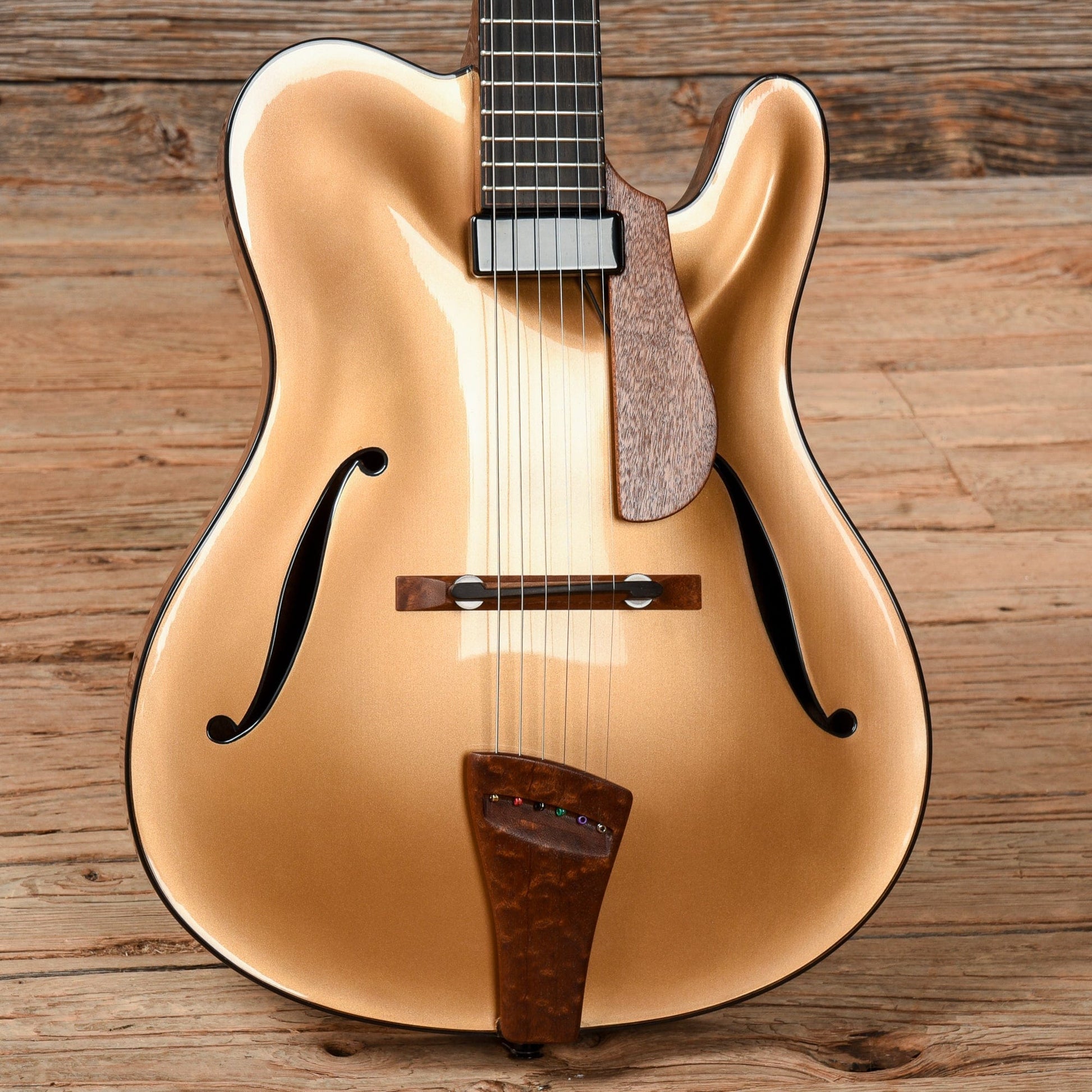 Tim Bram ThinLine Tribute Gold Top European Spruce/Figured Sapele w/Kent Armstrong Mini PAF Electric Guitars / Hollow Body