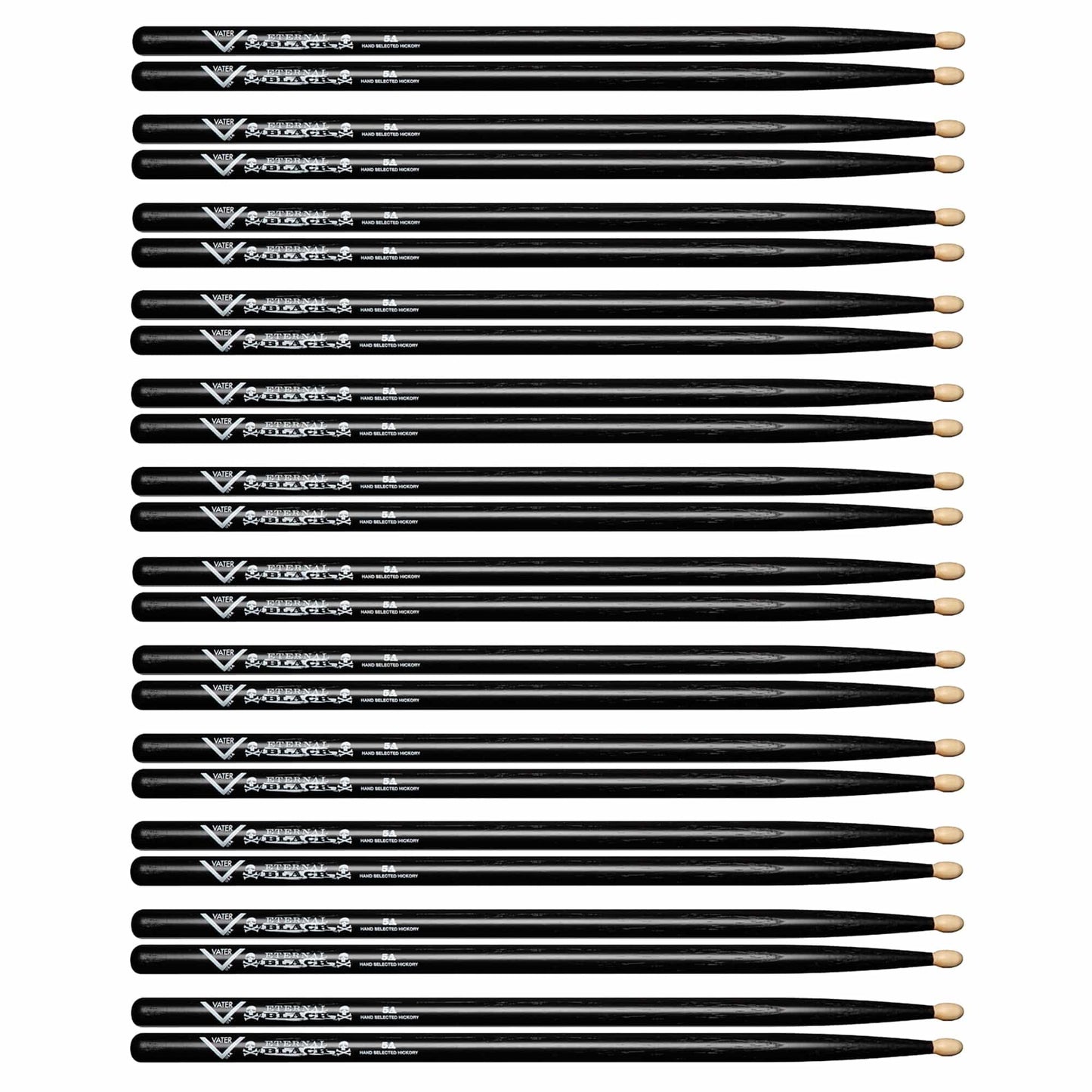 Vater 5A Eternal Black Wood Tip Drum Sticks (12 Pair Bundle) Drums and Percussion / Parts and Accessories / Drum Sticks and Mallets