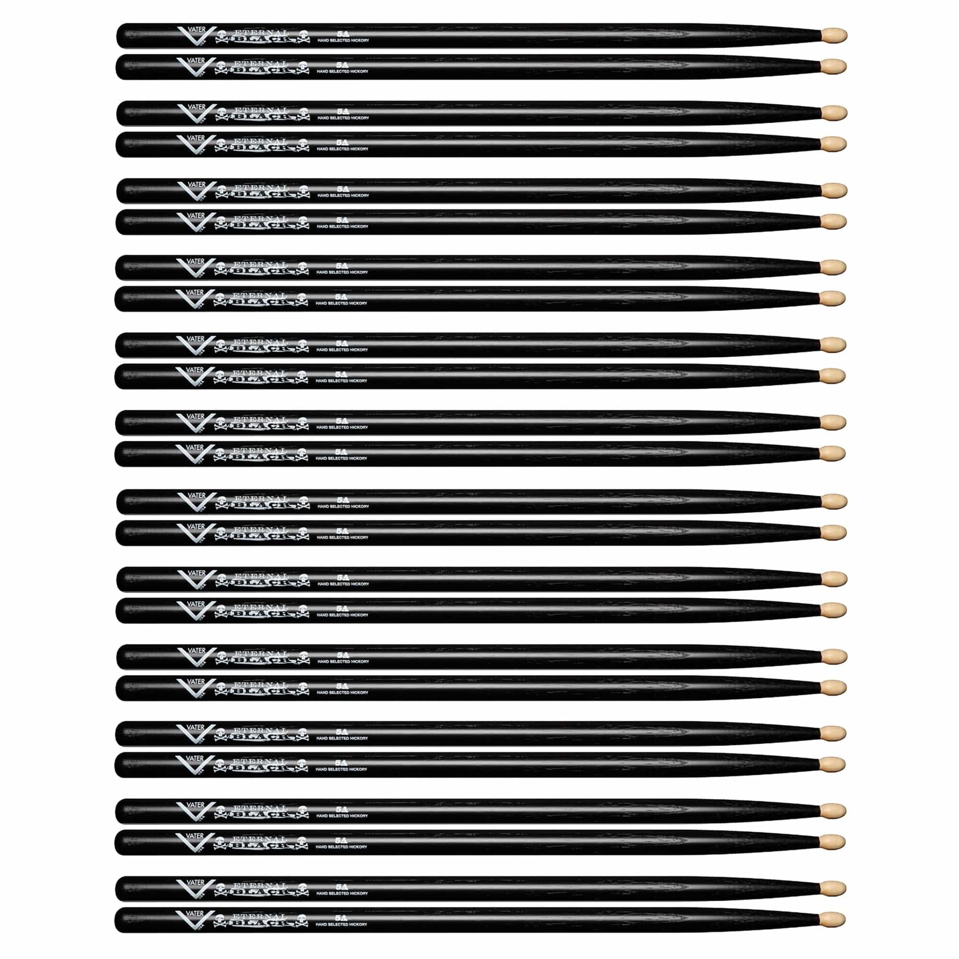 Vater 5A Eternal Black Wood Tip Drum Sticks (12 Pair Bundle) Drums and Percussion / Parts and Accessories / Drum Sticks and Mallets