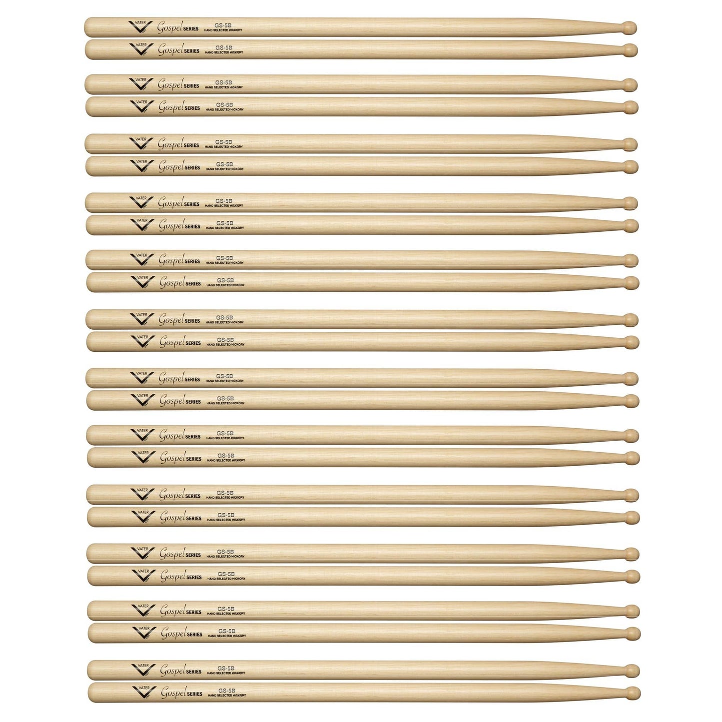 Vater Gospel 5B Wood Tip Drum Sticks (12 Pair Bundle) Drums and Percussion / Parts and Accessories / Drum Sticks and Mallets