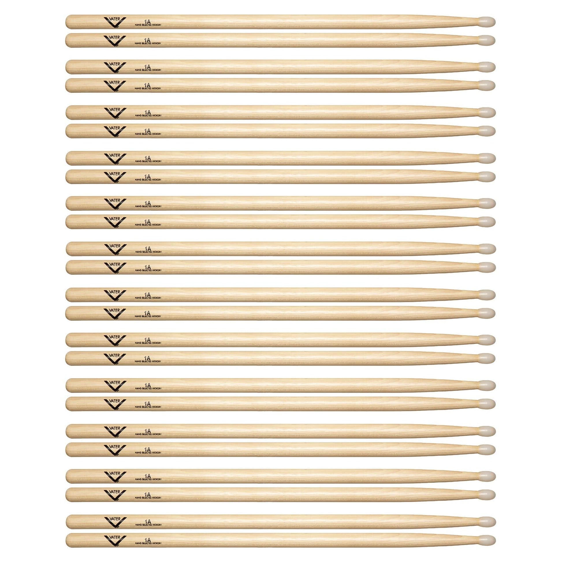 Vater Hickory 1A Nylon Tip Drum Sticks (12 Pair Bundle) Drums and Percussion / Parts and Accessories / Drum Sticks and Mallets