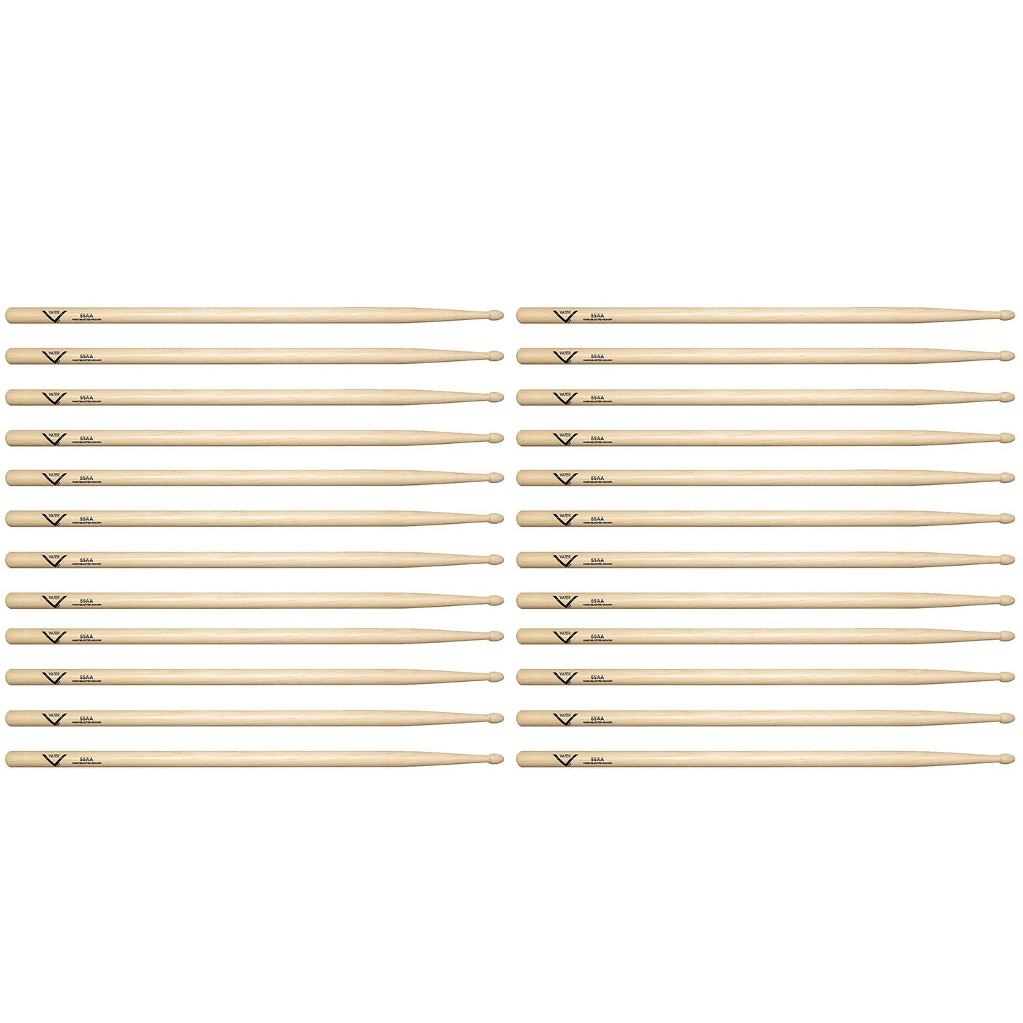 Vater Hickory 55AA Wood Tip Drum Sticks (12 Pair Bundle) Drums and Percussion / Parts and Accessories / Drum Sticks and Mallets