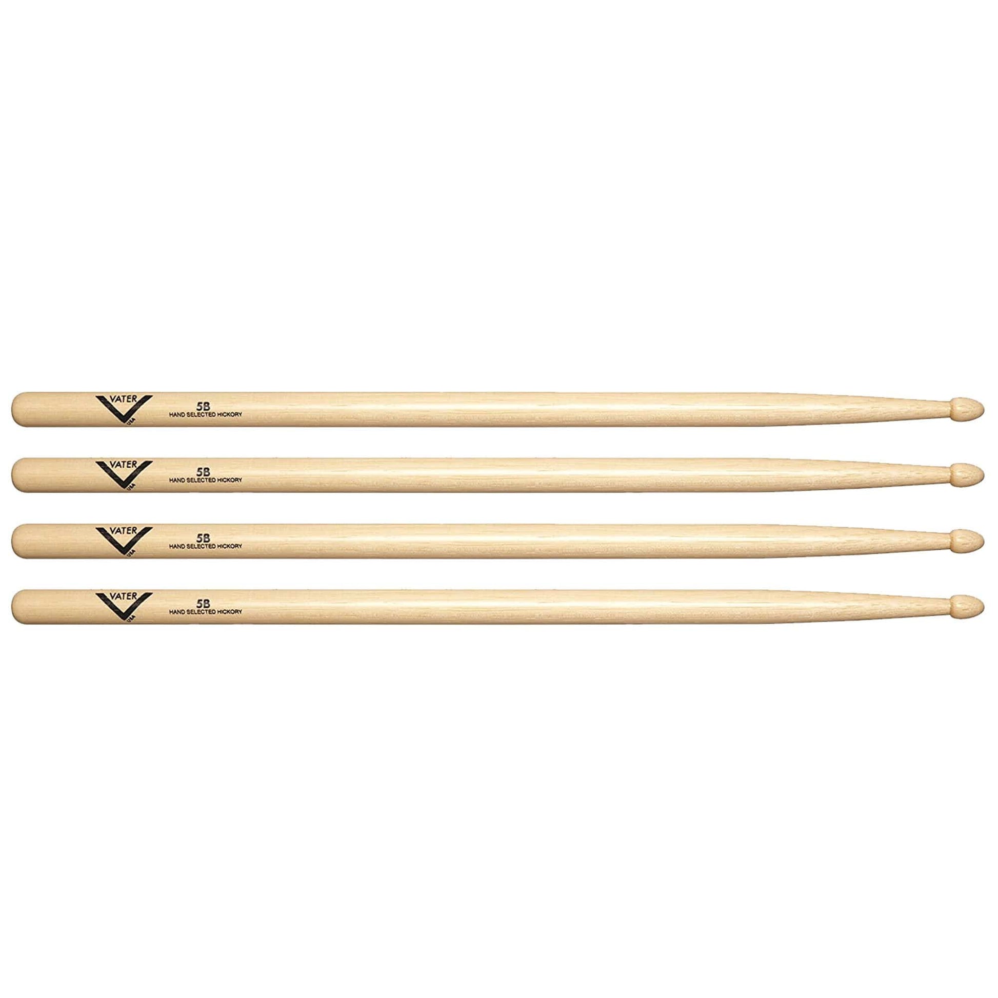 Vater Hickory 5B Wood Tip Drum Sticks (2 Pair Bundle) Drums and Percussion / Parts and Accessories / Drum Sticks and Mallets