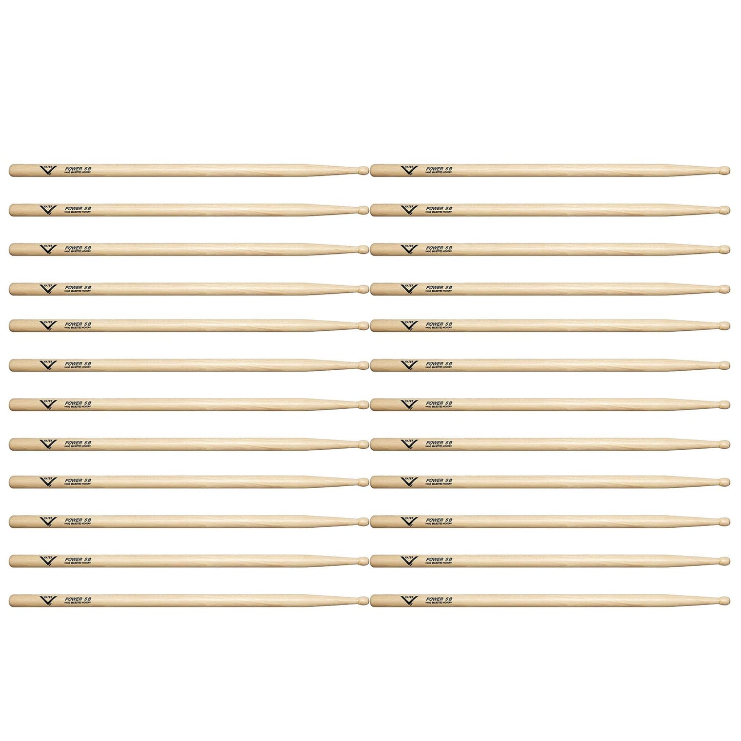 Vater Hickory Power 5B Wood Tip Drum Sticks (12 Pair Bundle) Drums and Percussion / Parts and Accessories / Drum Sticks and Mallets