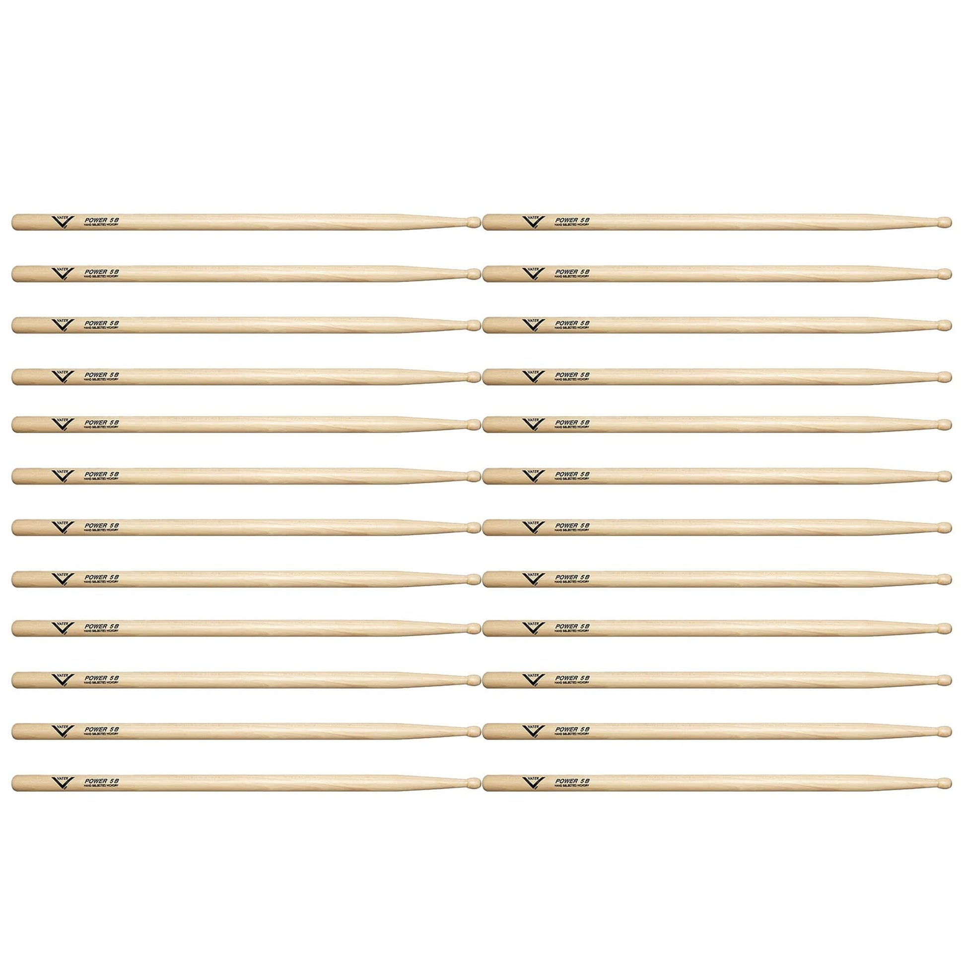 Vater Hickory Power 5B Wood Tip Drum Sticks (12 Pair Bundle) Drums and Percussion / Parts and Accessories / Drum Sticks and Mallets