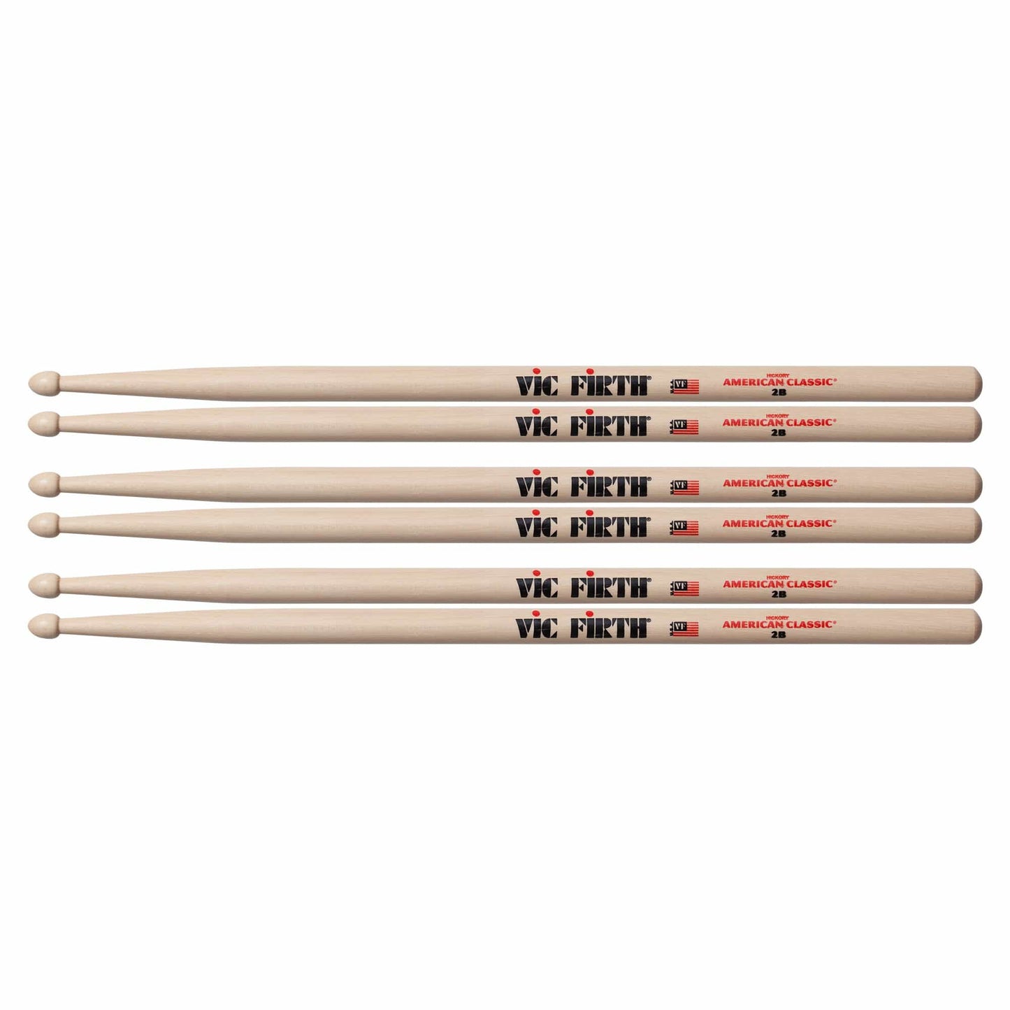 Vic Firth American Classic 2B Wood Tip Drum Sticks (3 Pair Bundle) Drums and Percussion / Parts and Accessories / Drum Sticks and Mallets