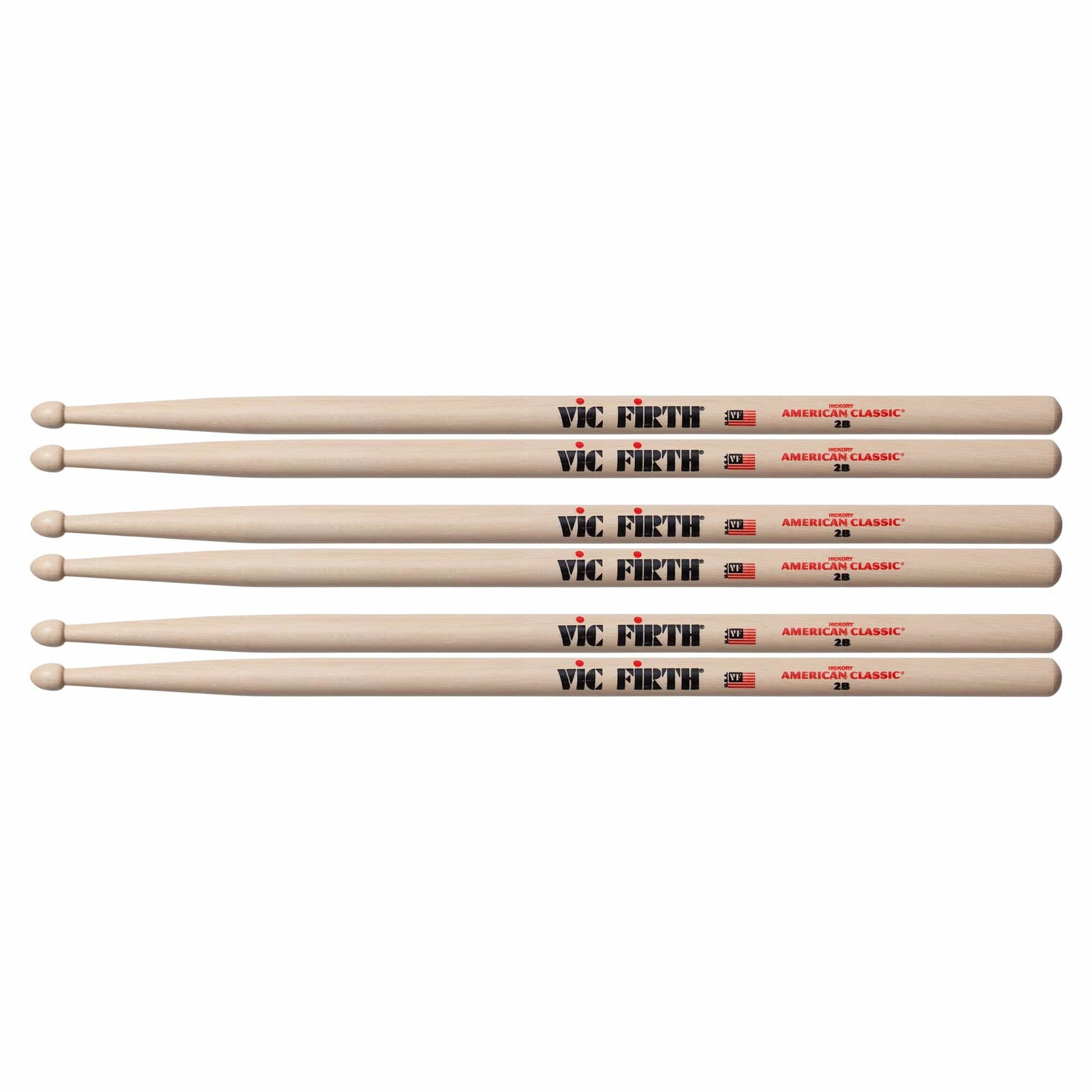 Vic Firth American Classic 2B Wood Tip Drum Sticks (3 Pair Bundle) Drums and Percussion / Parts and Accessories / Drum Sticks and Mallets