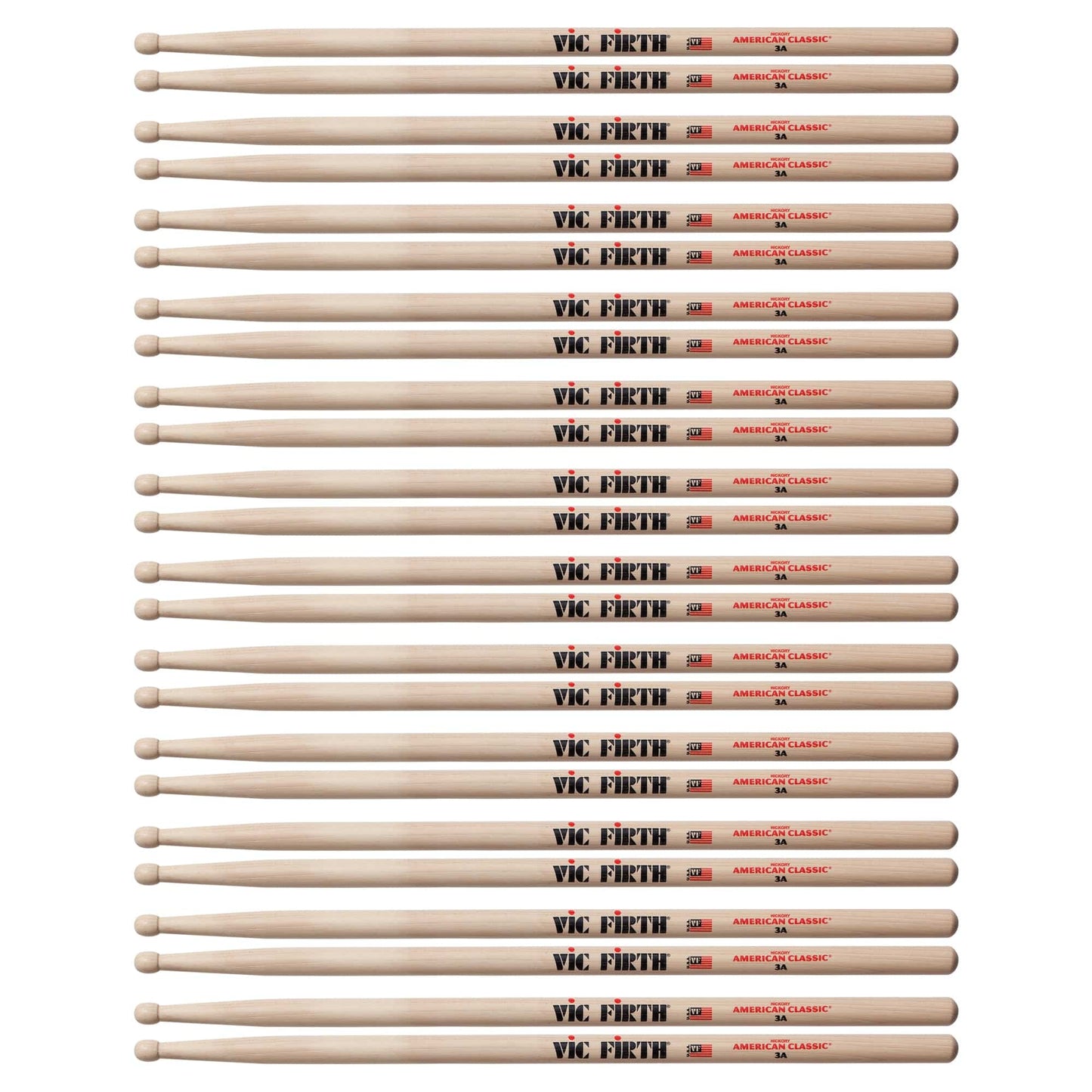 Vic Firth American Classic 3A Wood Tip Drum Sticks (12 Pair Bundle) Drums and Percussion / Parts and Accessories / Drum Sticks and Mallets