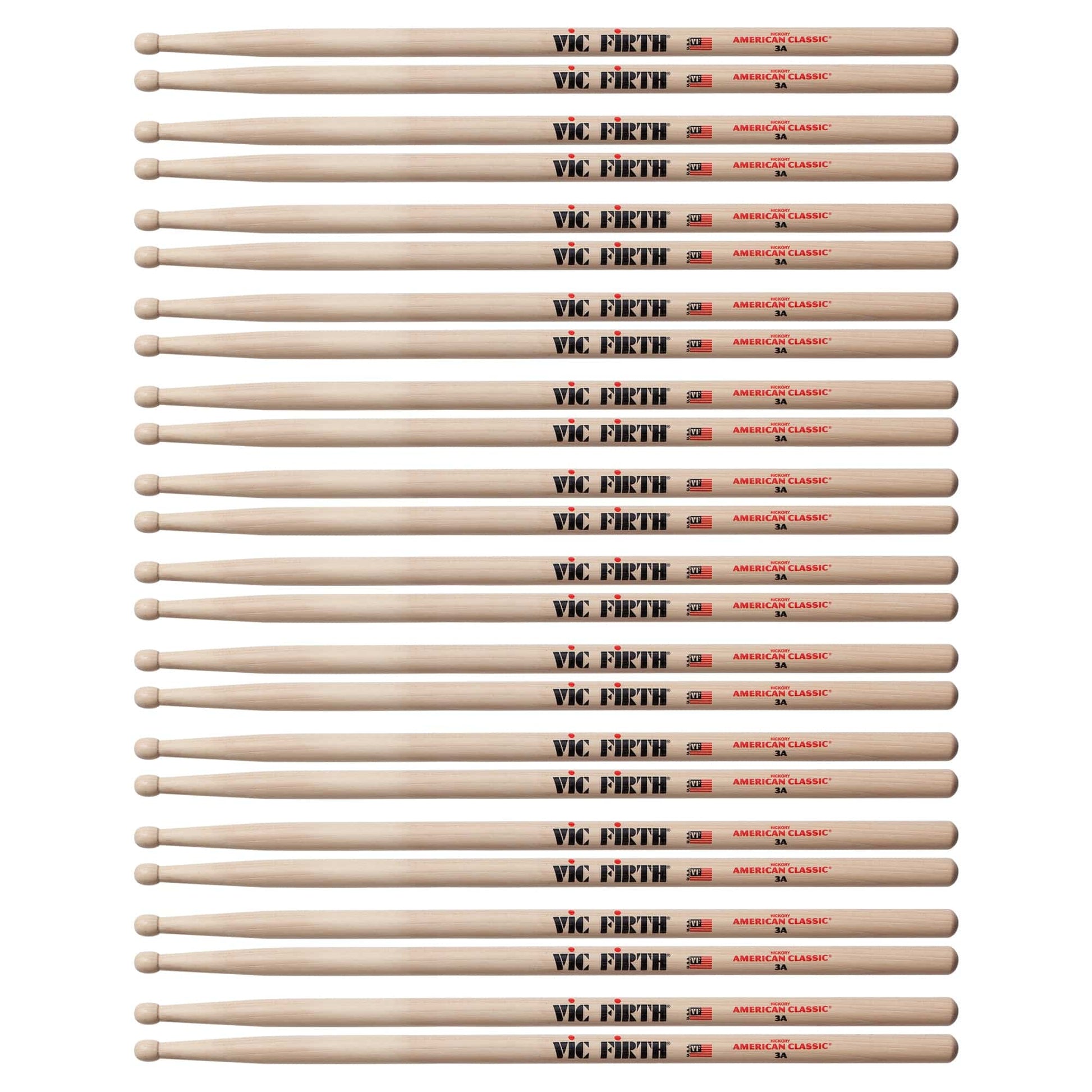 Vic Firth American Classic 3A Wood Tip Drum Sticks (12 Pair Bundle) Drums and Percussion / Parts and Accessories / Drum Sticks and Mallets