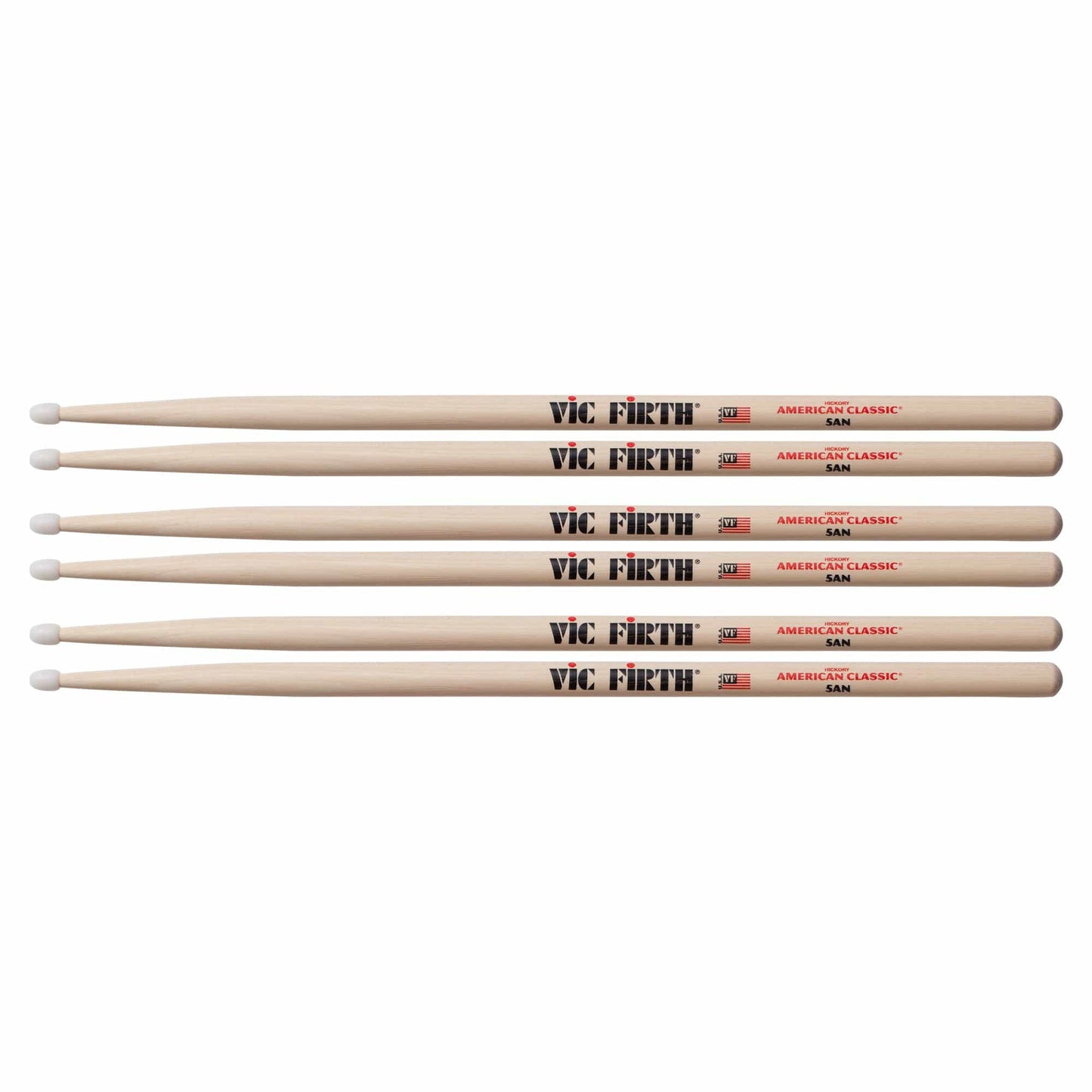 Vic Firth American Classic 5A Nylon Tip Drum Sticks (3 Pair Bundle) Drums and Percussion / Parts and Accessories / Drum Sticks and Mallets