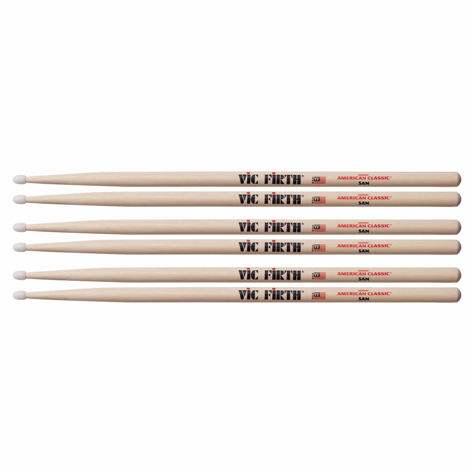 Vic Firth American Classic 5A Nylon Tip Drum Sticks (3 Pair Bundle) Drums and Percussion / Parts and Accessories / Drum Sticks and Mallets