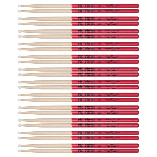 Vic Firth American Classic 5A Vic Grip Nylon Tip Drum Sticks (12 Pair Bundle) Drums and Percussion / Parts and Accessories / Drum Sticks and Mallets