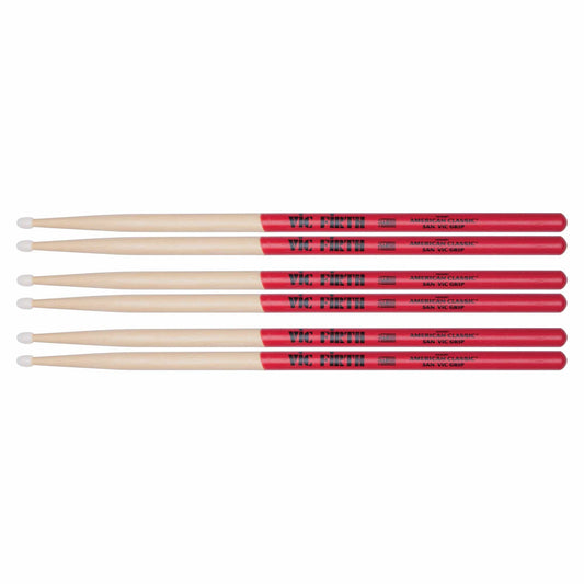 Vic Firth American Classic 5A Vic Grip Nylon Tip Drum Sticks (3 Pair Bundle) Drums and Percussion / Parts and Accessories / Drum Sticks and Mallets