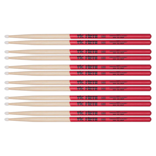 Vic Firth American Classic 5A Vic Grip Nylon Tip Drum Sticks (6 Pair Bundle) Drums and Percussion / Parts and Accessories / Drum Sticks and Mallets