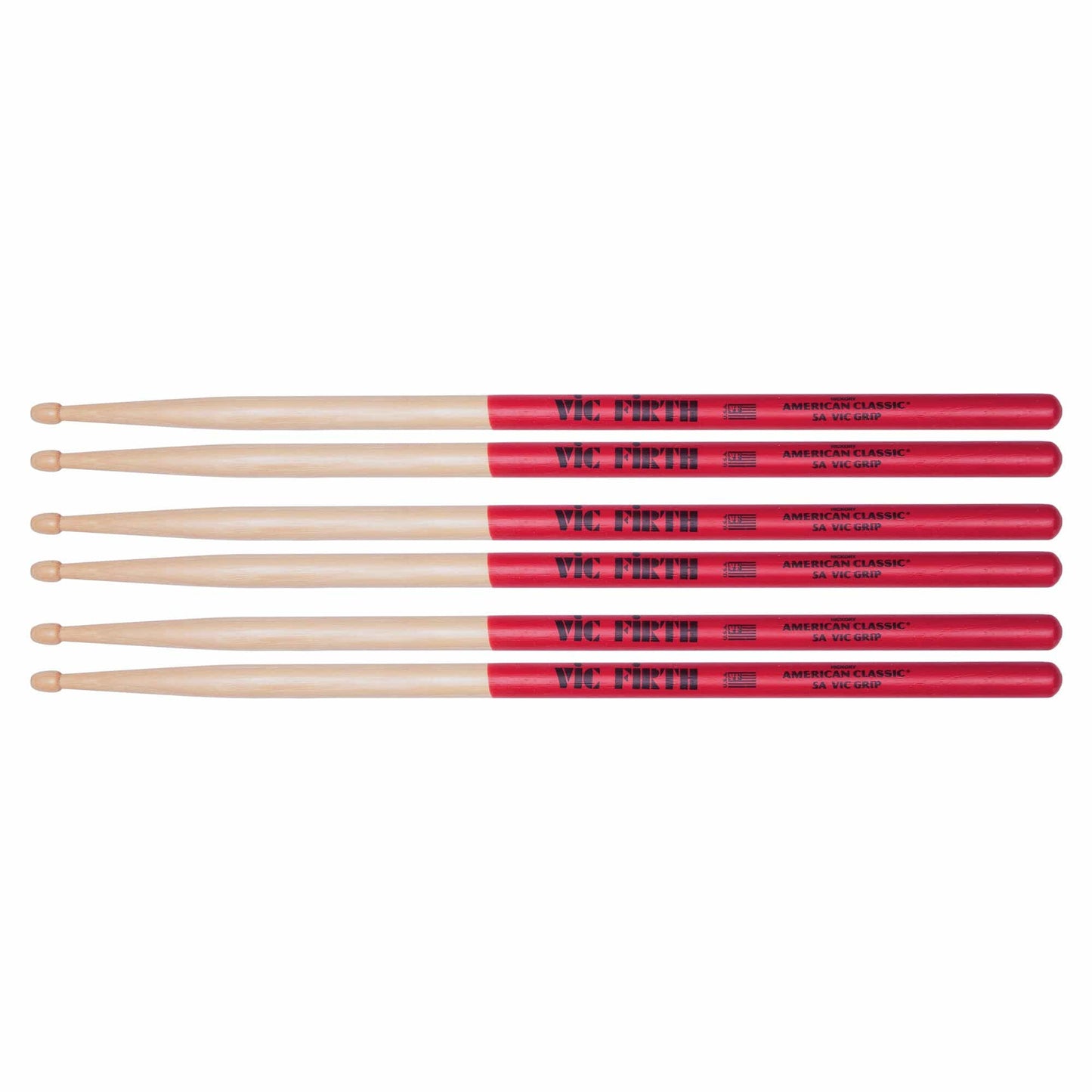 Vic Firth American Classic 5A Vic Grip Wood Tip Drum Sticks (3 Pair Bundle) Drums and Percussion / Parts and Accessories / Drum Sticks and Mallets