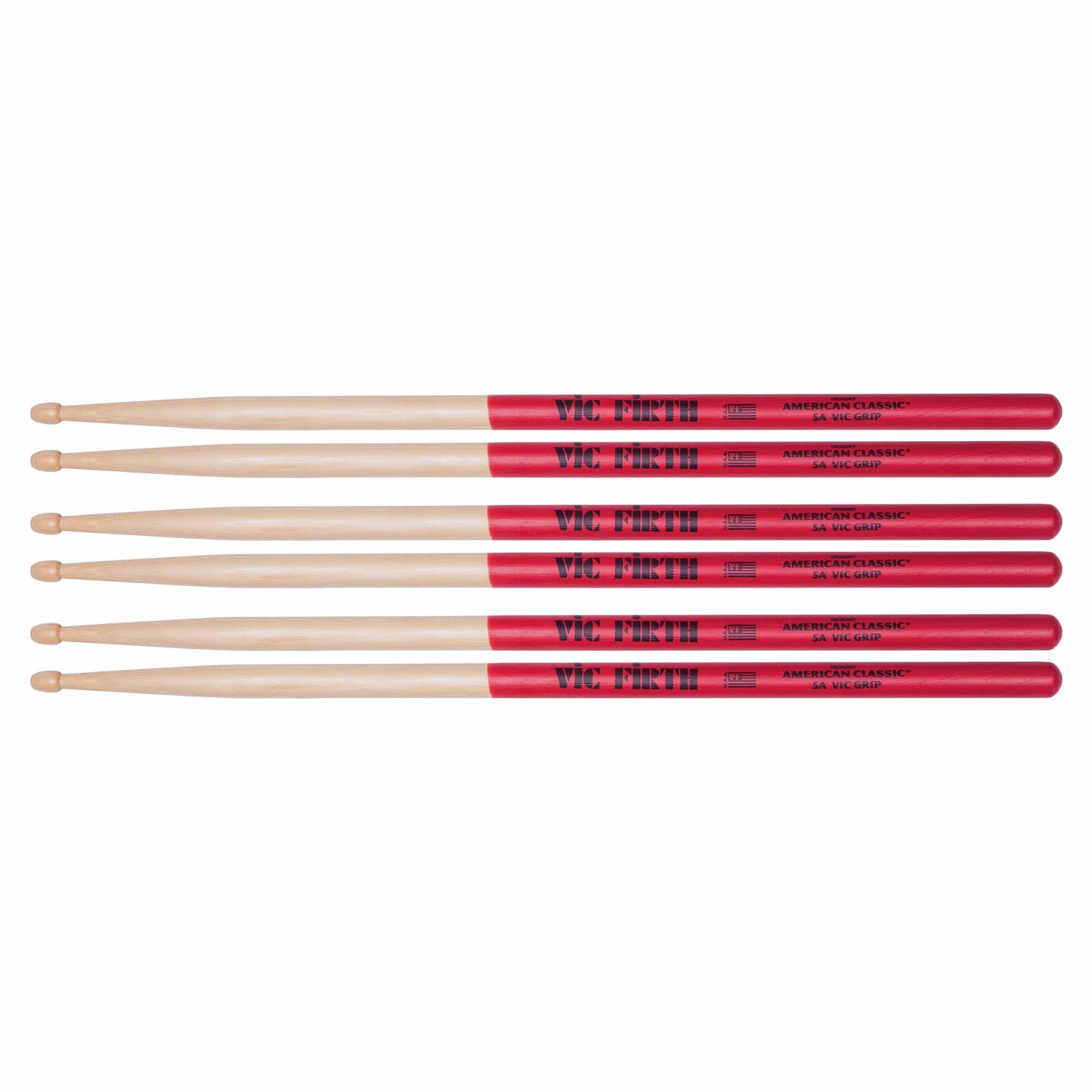 Vic Firth American Classic 5A Vic Grip Wood Tip Drum Sticks (3 Pair Bundle) Drums and Percussion / Parts and Accessories / Drum Sticks and Mallets