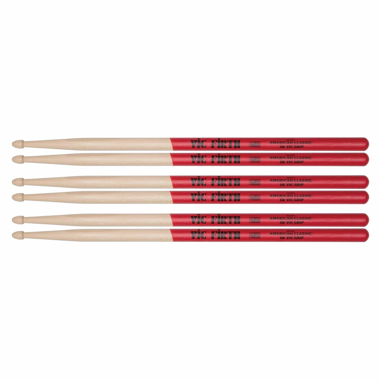 Vic Firth American Classic 5B Vic Grip Wood Tip Drum Sticks (3 Pair Bundle) Drums and Percussion / Parts and Accessories / Drum Sticks and Mallets