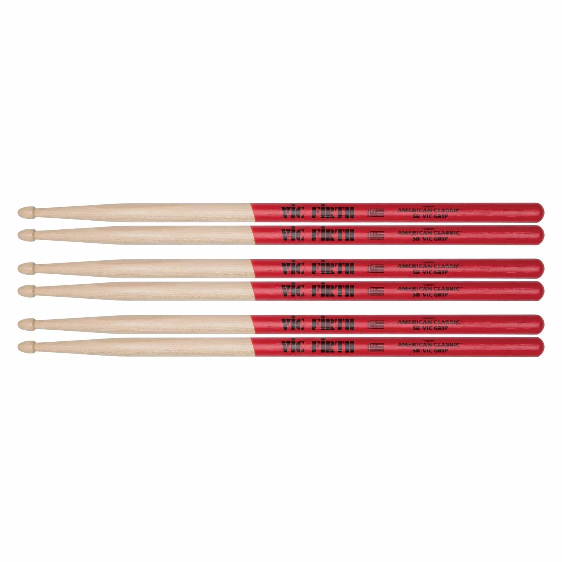 Vic Firth American Classic 5B Vic Grip Wood Tip Drum Sticks (3 Pair Bundle) Drums and Percussion / Parts and Accessories / Drum Sticks and Mallets