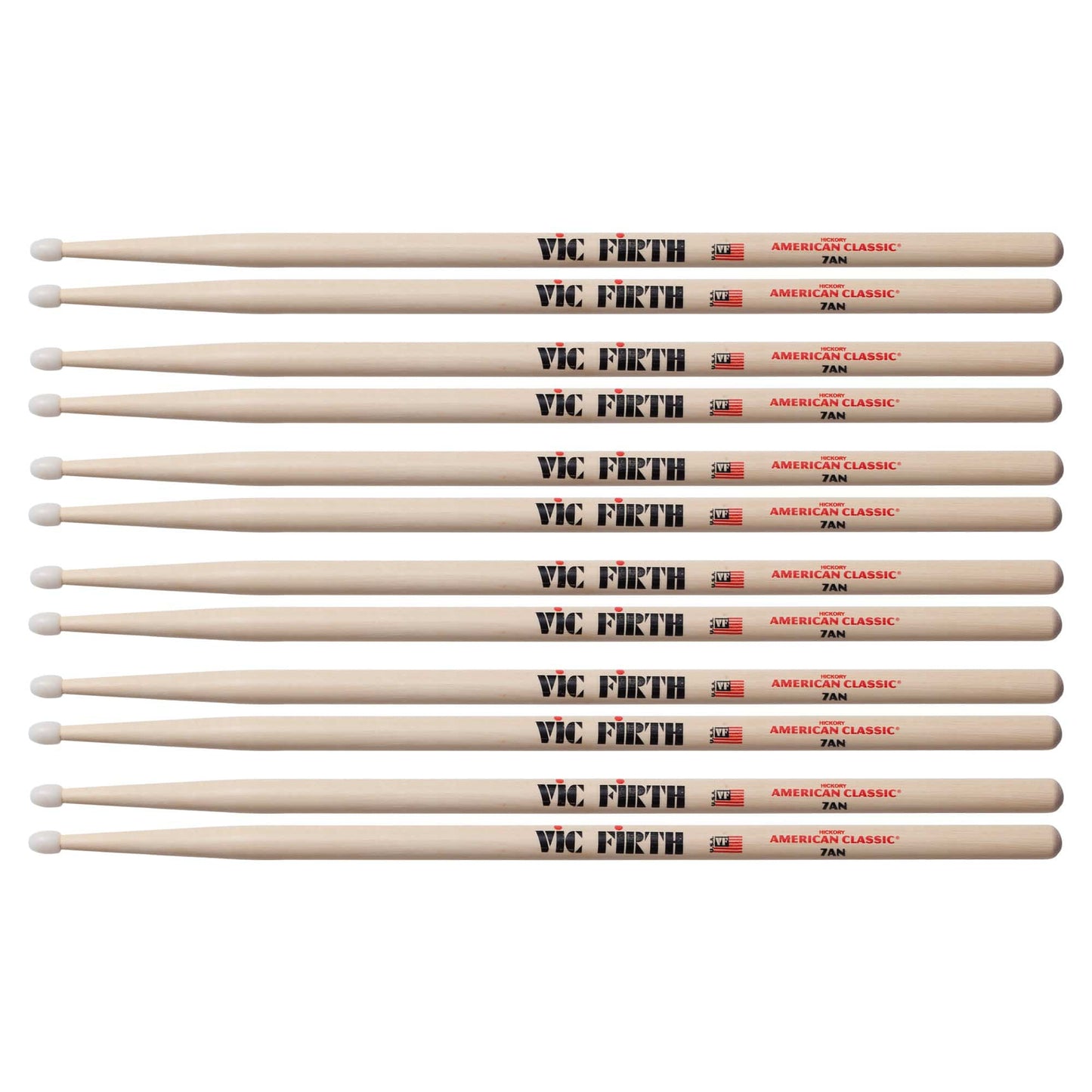 Vic Firth American Classic 7A Nylon Tip Drum Sticks (6 Pair Bundle) Drums and Percussion / Parts and Accessories / Drum Sticks and Mallets