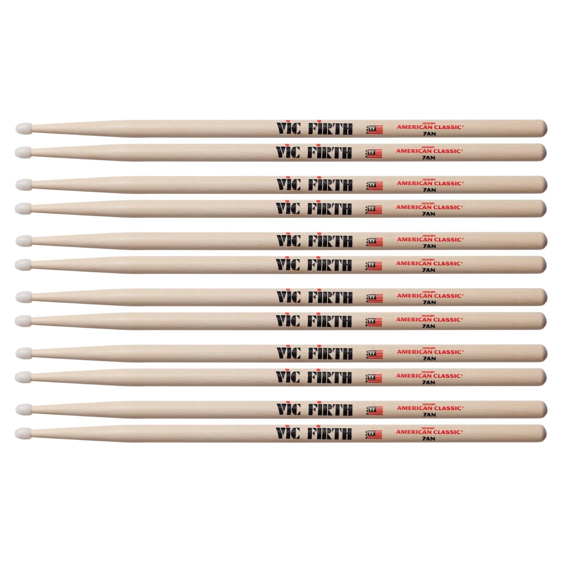 Vic Firth American Classic 7A Nylon Tip Drum Sticks (6 Pair Bundle) Drums and Percussion / Parts and Accessories / Drum Sticks and Mallets