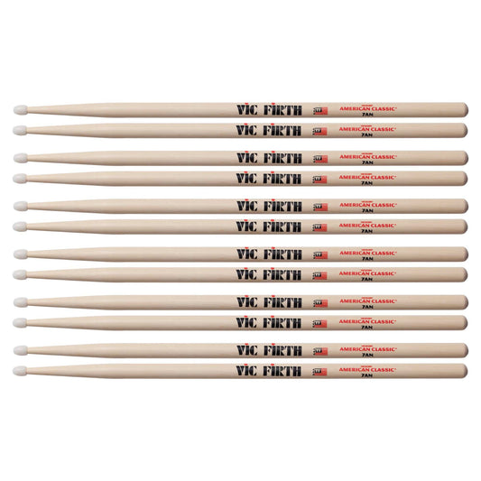 Vic Firth American Classic 7A Nylon Tip Drum Sticks (6 Pair Bundle) Drums and Percussion / Parts and Accessories / Drum Sticks and Mallets