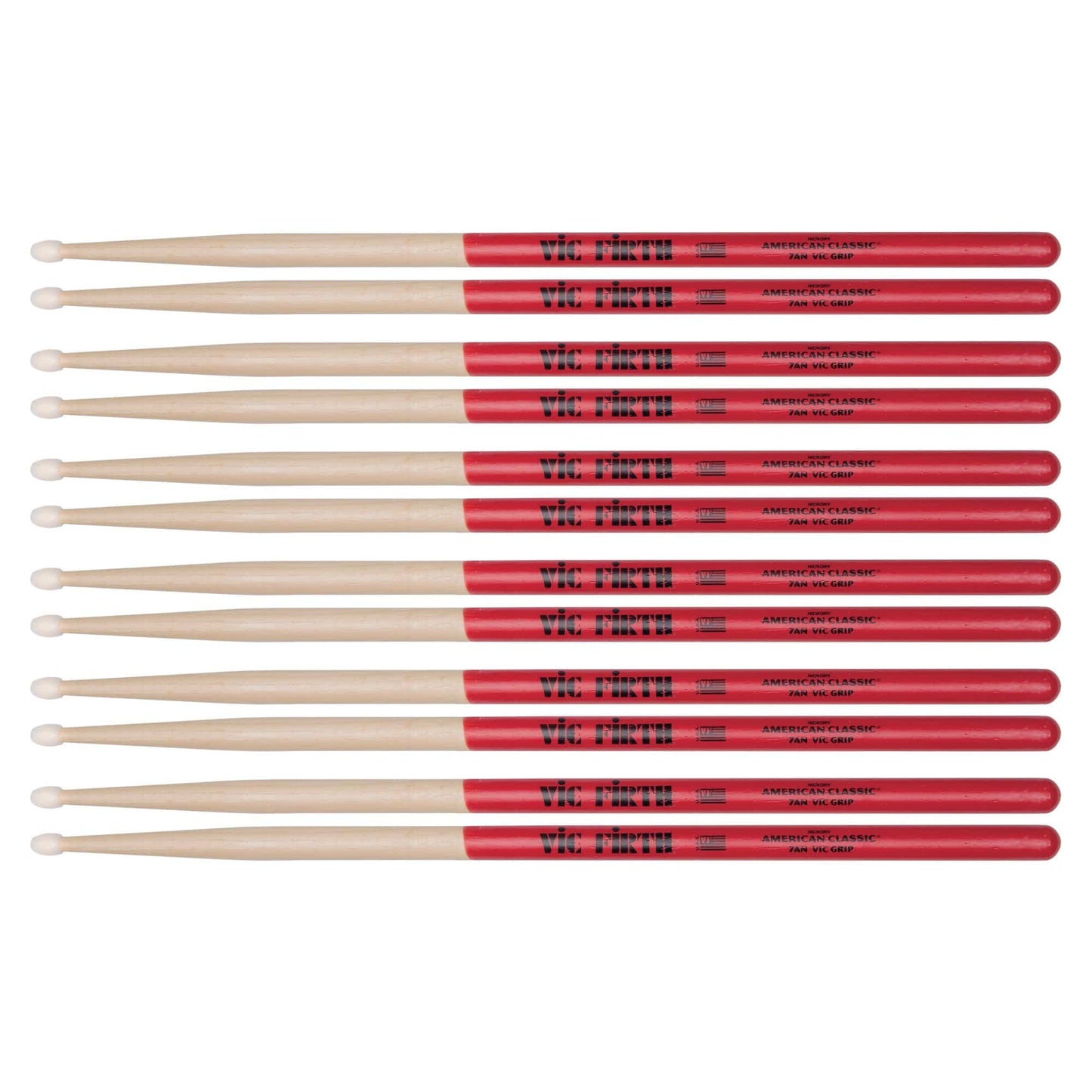 Vic Firth American Classic 7A Vic Grip Nylon Tip Drum Sticks (6 Pair Bundle) Drums and Percussion / Parts and Accessories / Drum Sticks and Mallets