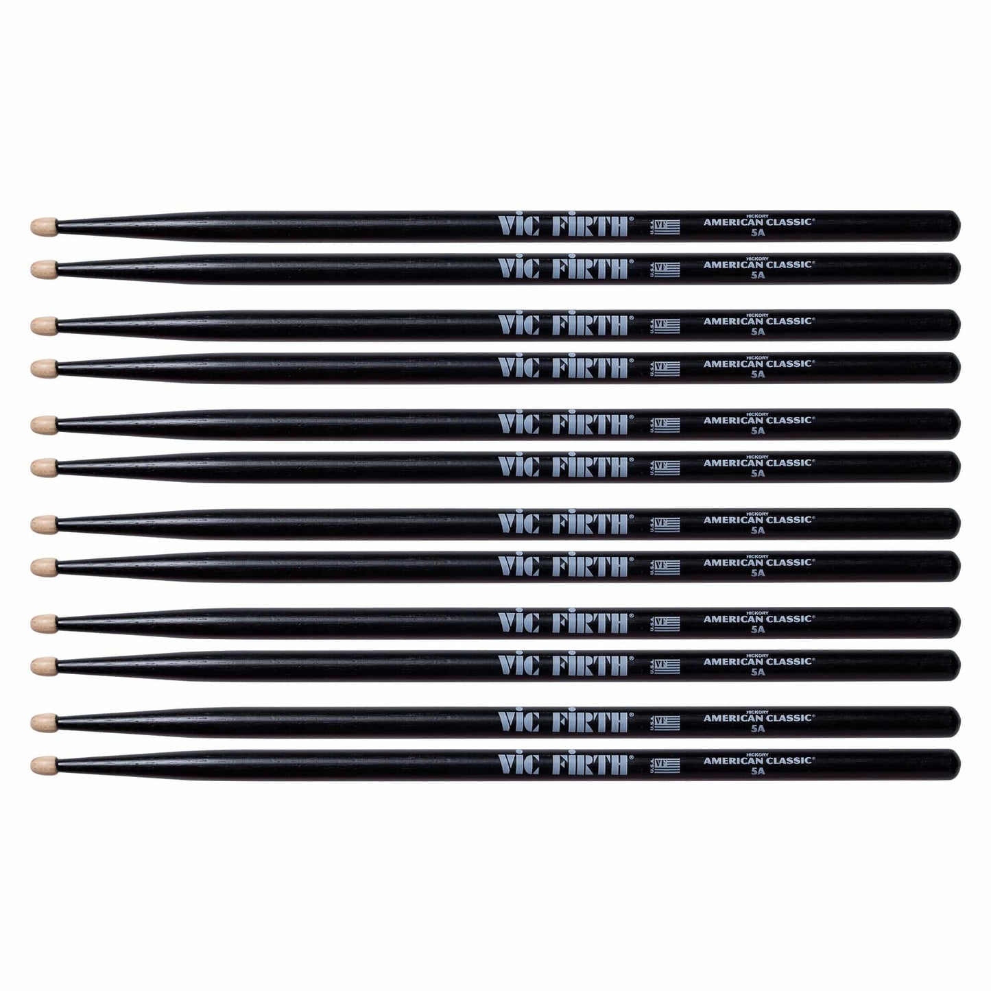 Vic Firth American Classic Black 5A Wood Tip Drum Sticks (6 Pair Bundle) Drums and Percussion / Parts and Accessories / Drum Sticks and Mallets