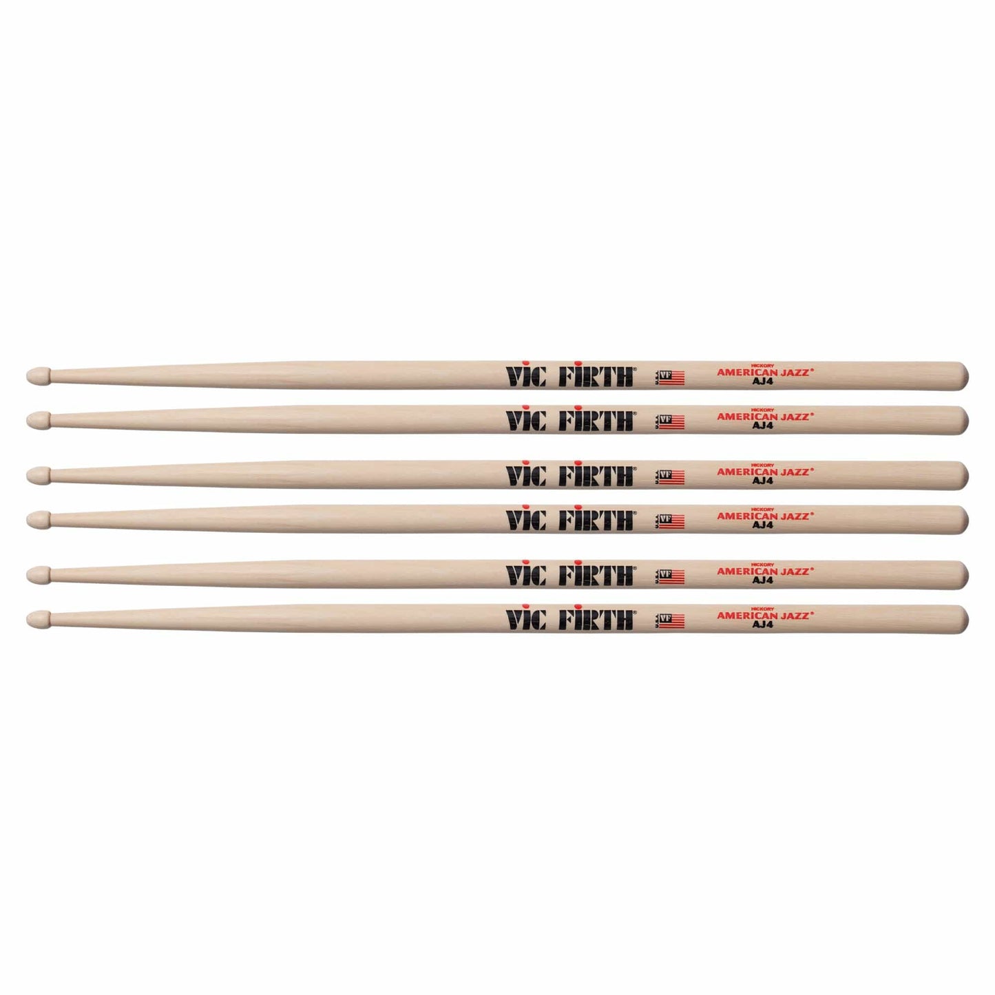 Vic Firth American Jazz AJ4 Wood Tip Drum Sticks (3 Pair Bundle) Drums and Percussion / Parts and Accessories / Drum Sticks and Mallets