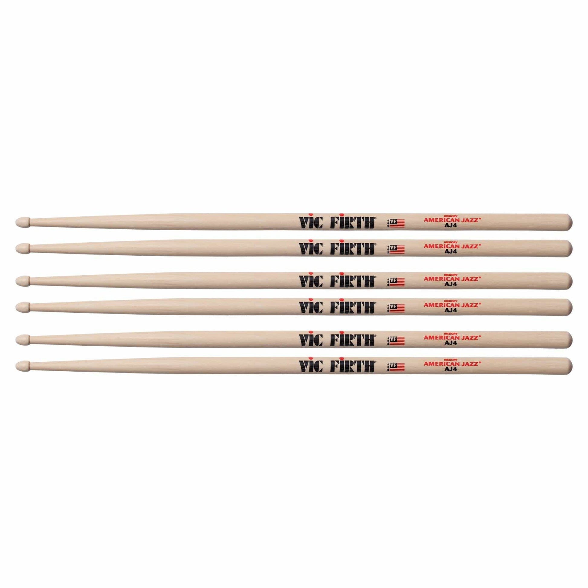 Vic Firth American Jazz AJ4 Wood Tip Drum Sticks (3 Pair Bundle) Drums and Percussion / Parts and Accessories / Drum Sticks and Mallets