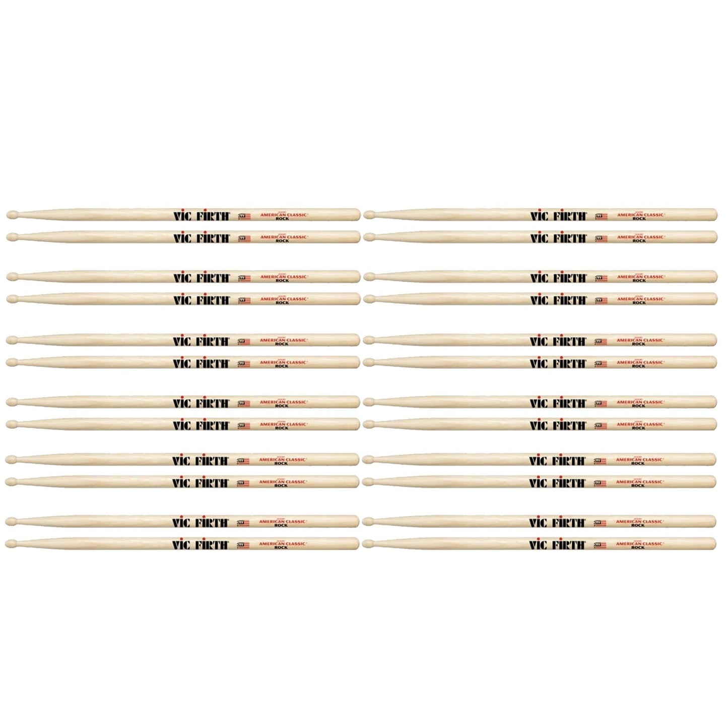 Vic Firth Wood Tip Rock Drum Stick (12 Pair Bundle) Drums and Percussion / Parts and Accessories / Drum Sticks and Mallets