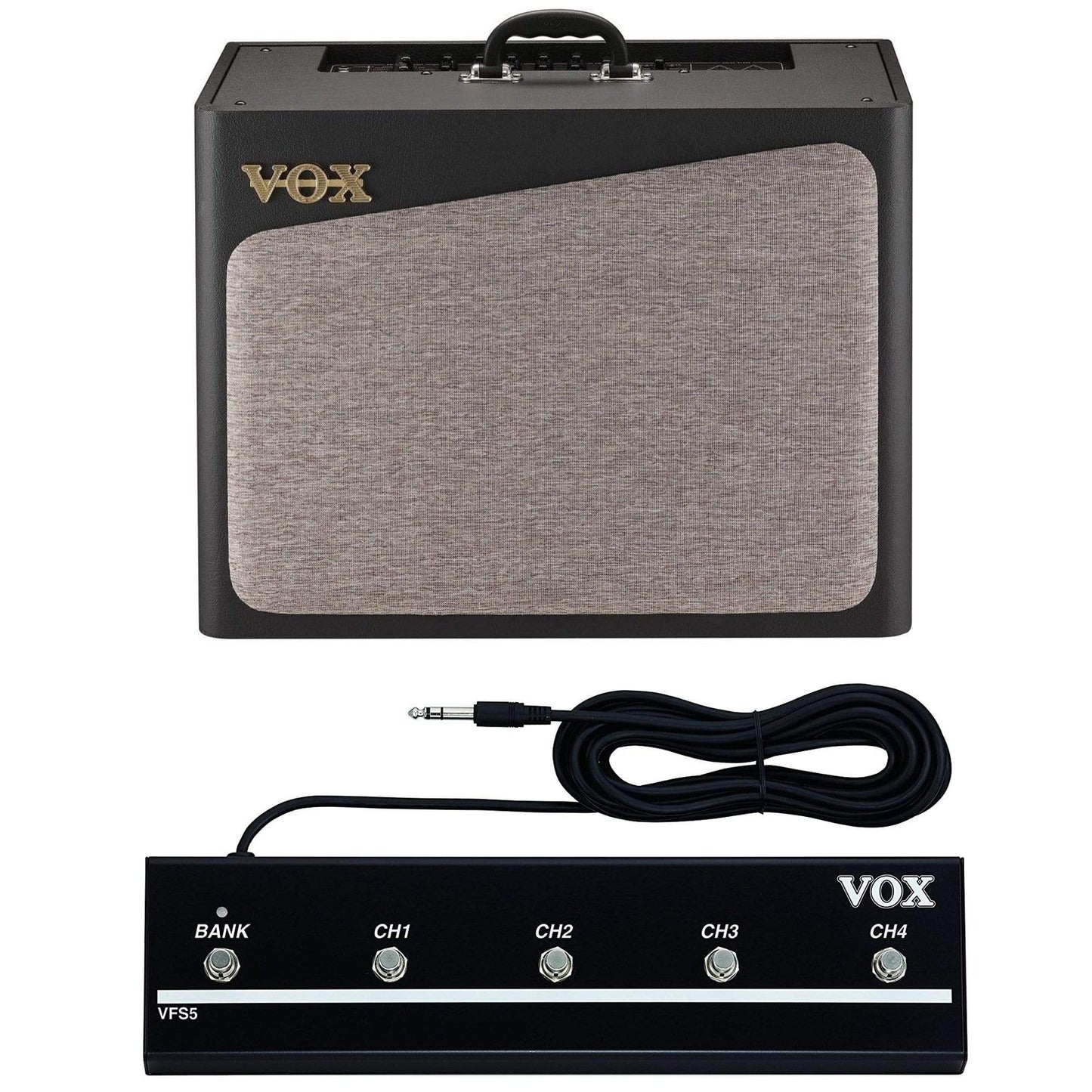 Vox AV60G 60W 1x12" Analog Modeling Combo Amp Bundle w/ Vox VT Series 5 Button Footswitch Amps / Guitar Combos